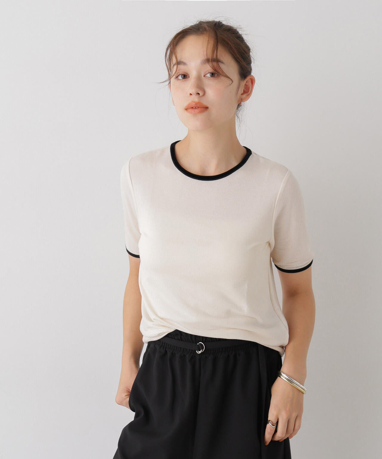 WEB限定/ベロアパイピングリンガーTシャツ 6736224313