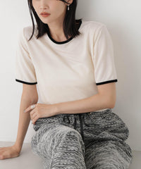 WEB限定/ベロアパイピングリンガーTシャツ