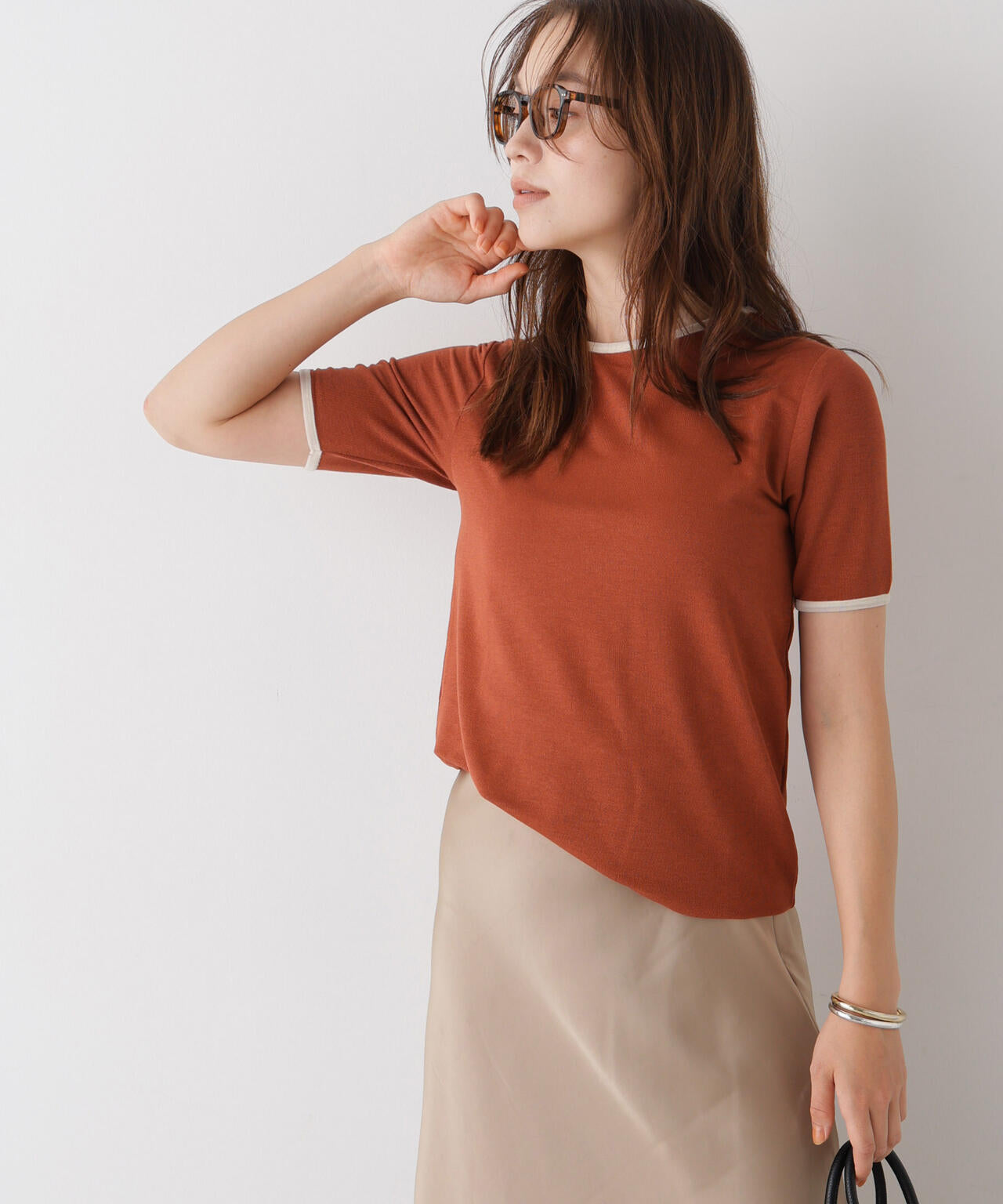 WEB限定/ベロアパイピングリンガーTシャツ 6736224313