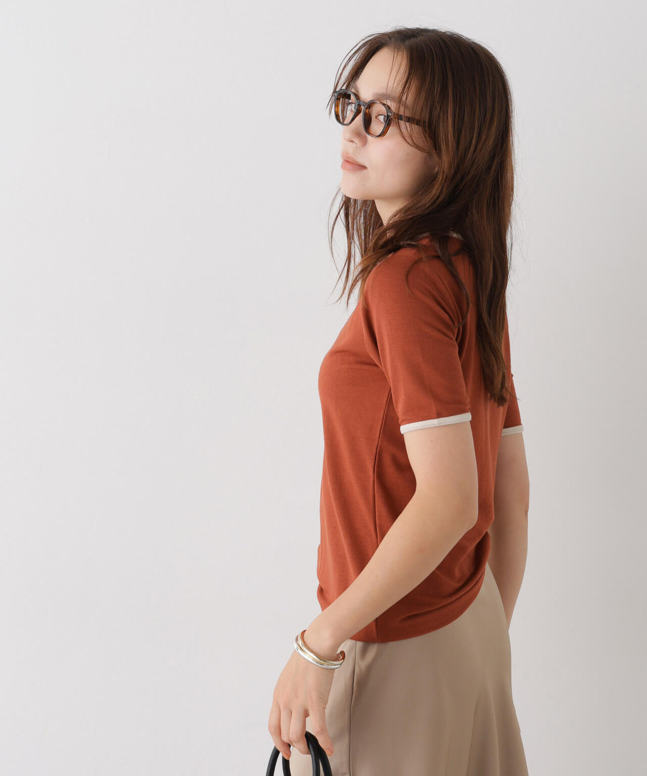 WEB限定/ベロアパイピングリンガーTシャツ 6736224313
