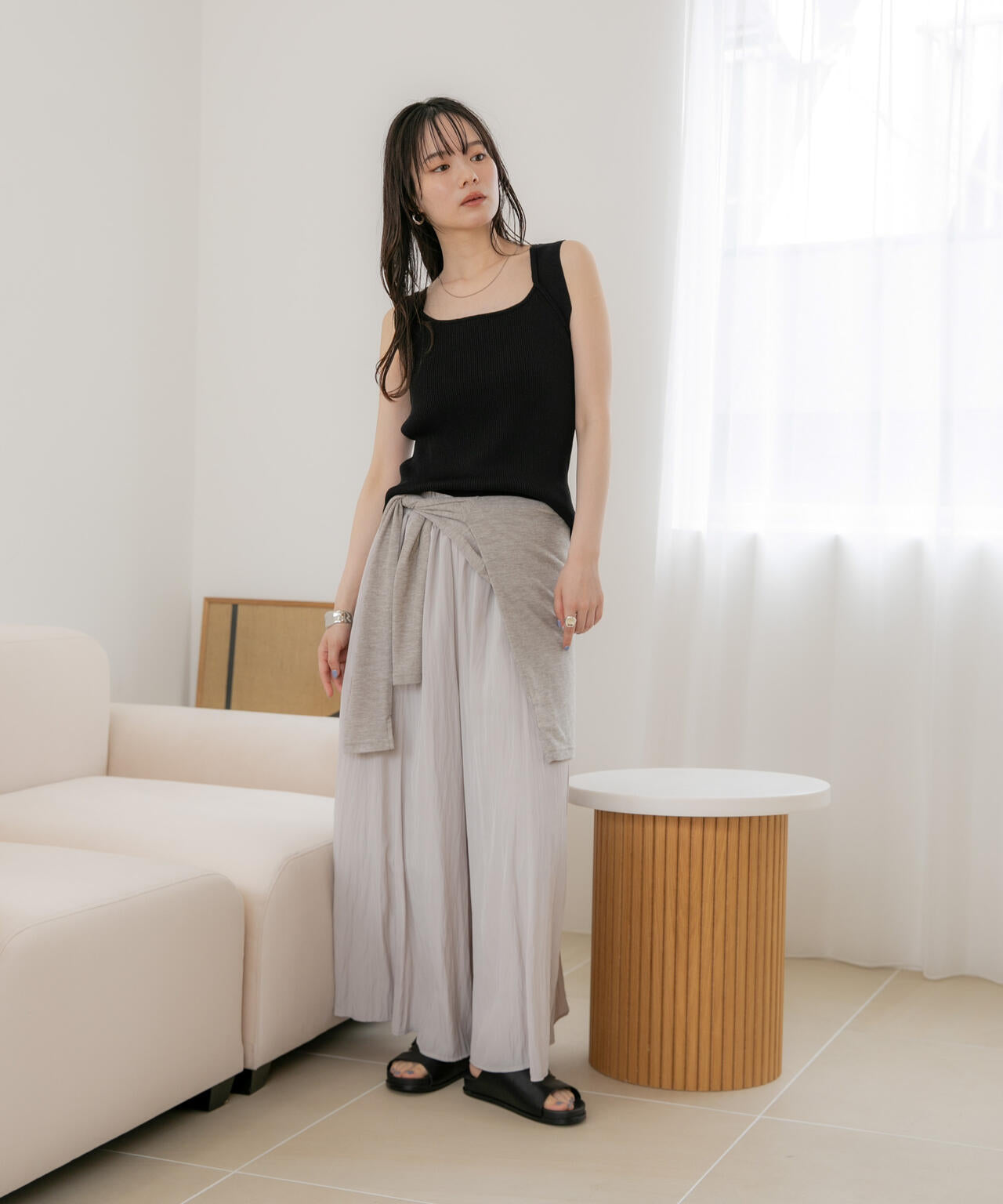 WEB限定/接触冷感機能 ギャザースカートパンツ 6736227304