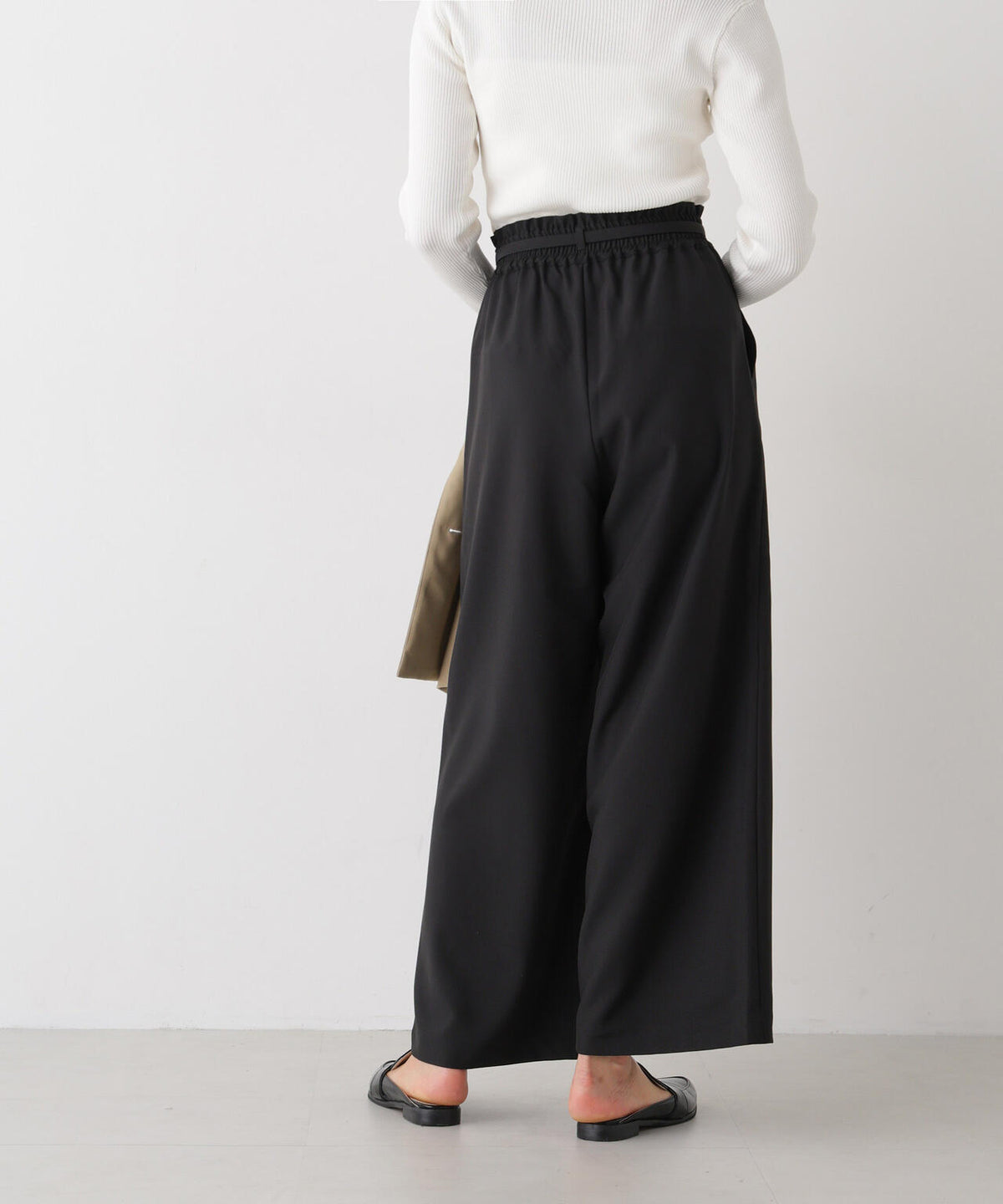 ベルト付きツイルワイドパンツ(セットアップ可) 6736227308