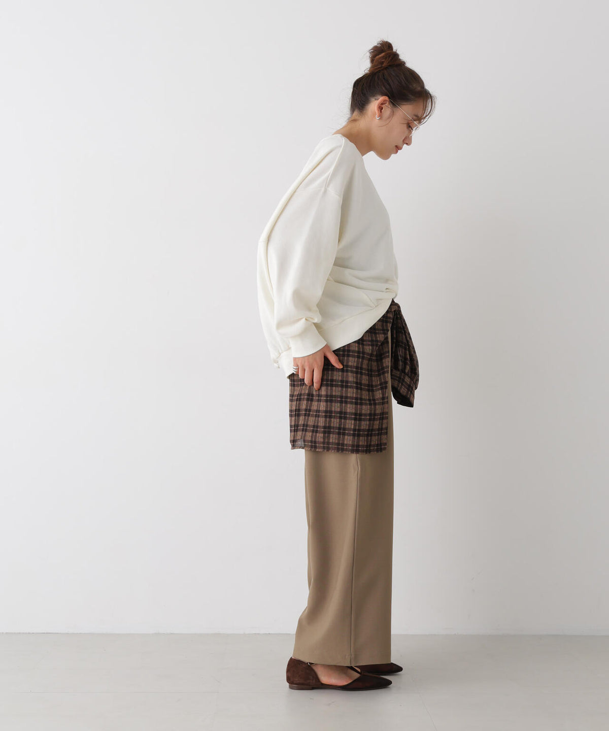 ベルト付きツイルワイドパンツ(セットアップ可) 6736227308