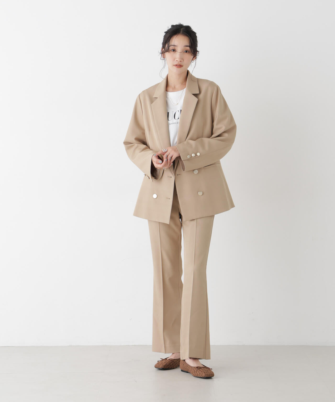 ツイルセンタープレスフレアパンツ(セットアップ可) 6736227312