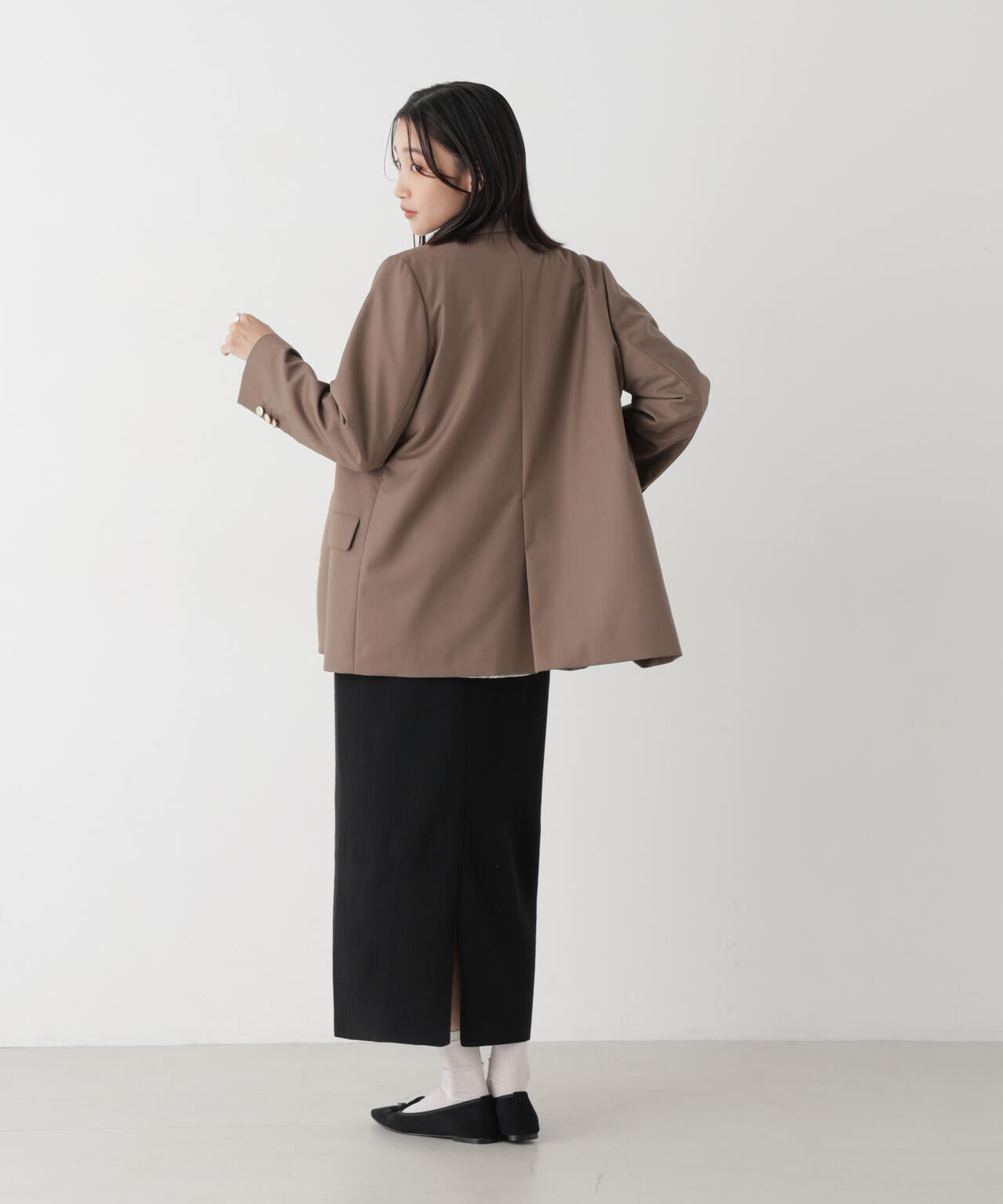 毛玉ができにくいニット 総針ロングナロースカート(セットアップ可) 6736230306