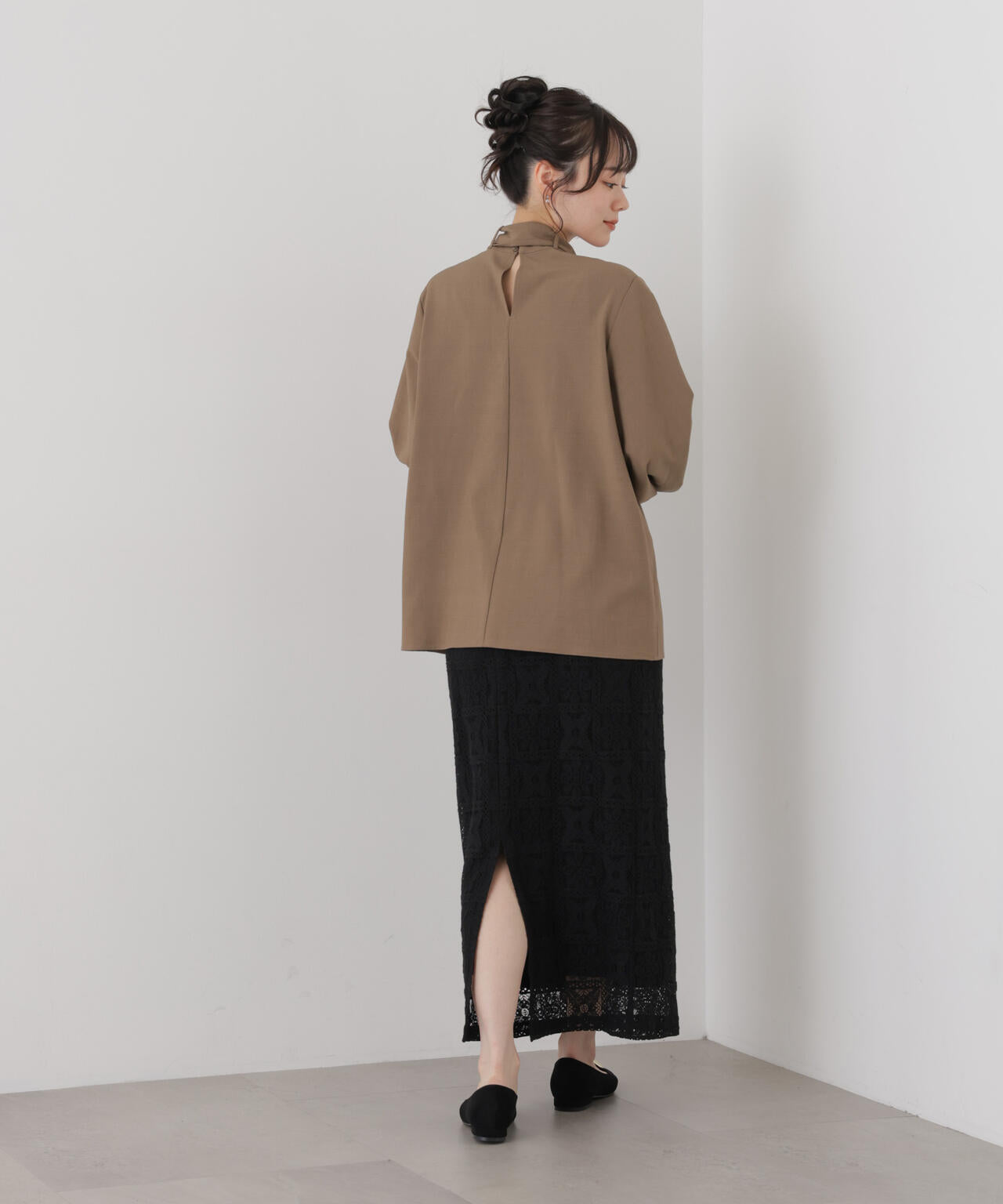 幾何柄レースナロースカート(セットアップ可) 6736230314