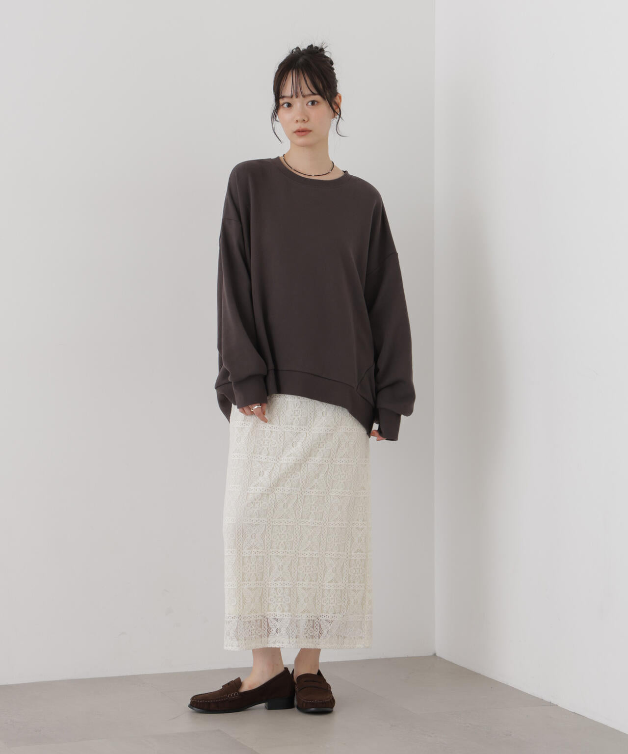 幾何柄レースナロースカート(セットアップ可) 6736230314
