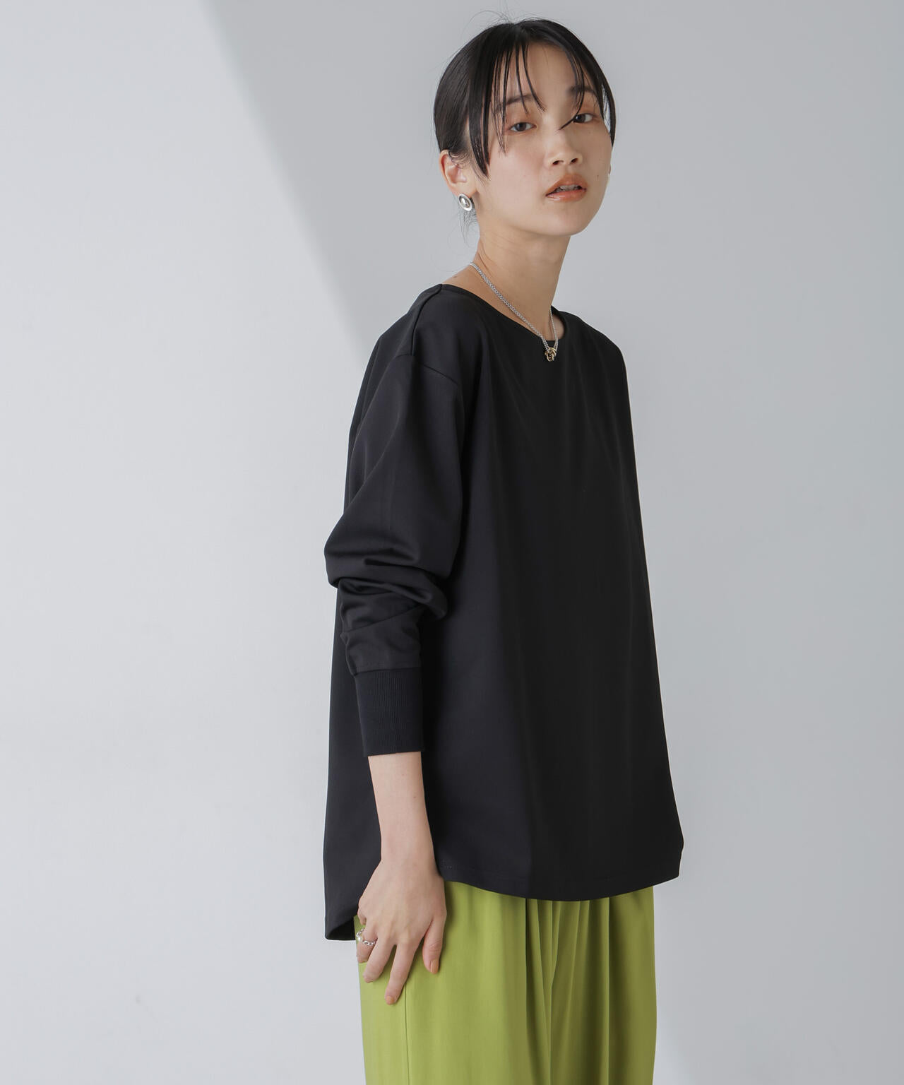 WEB限定 / リブ付 きれい見え ジョーゼット カットソー
