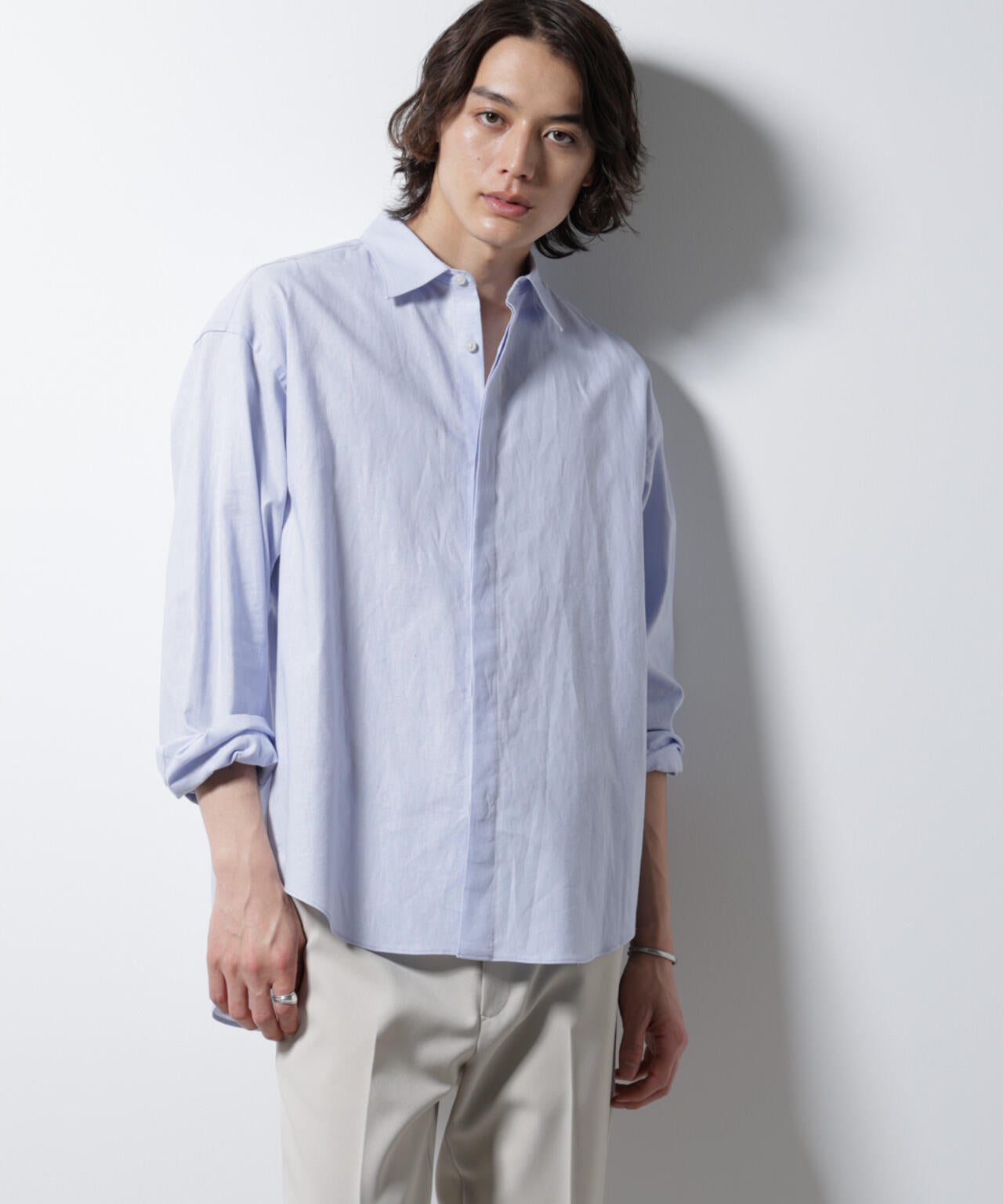 「BELGIUM LINEN FABRICS」リネンコットンレギュラーシャツ 6685120218