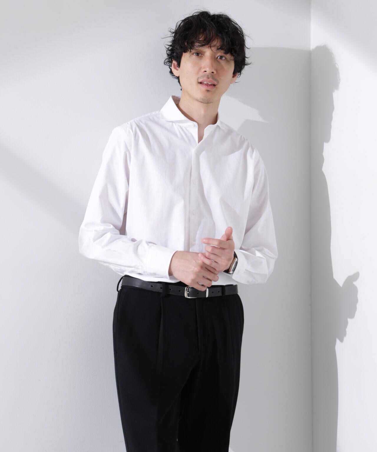 ｢N shirt｣Anti Soaked(R) 汗染み防止ホリゾンタルカラーシャツ長袖 6685120202