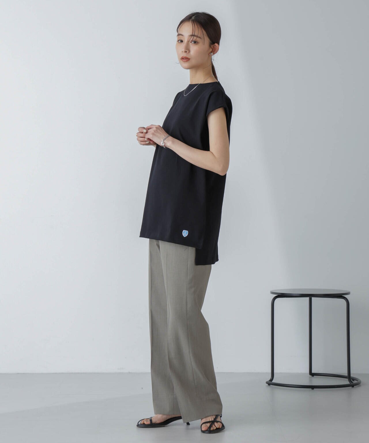 ORCIVAL/ロングスリット スリーブレス ボートネック PO 6714124035