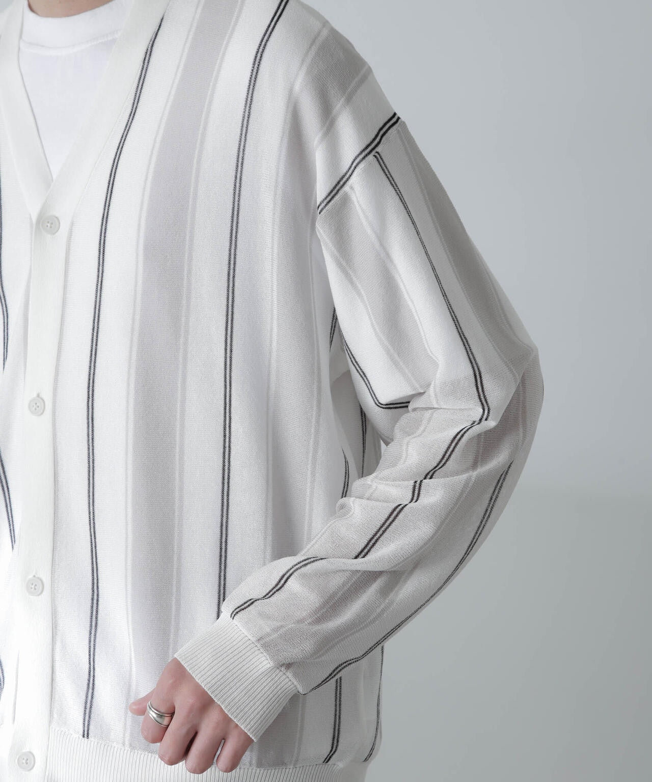 シアー ストライプ カーディガン 