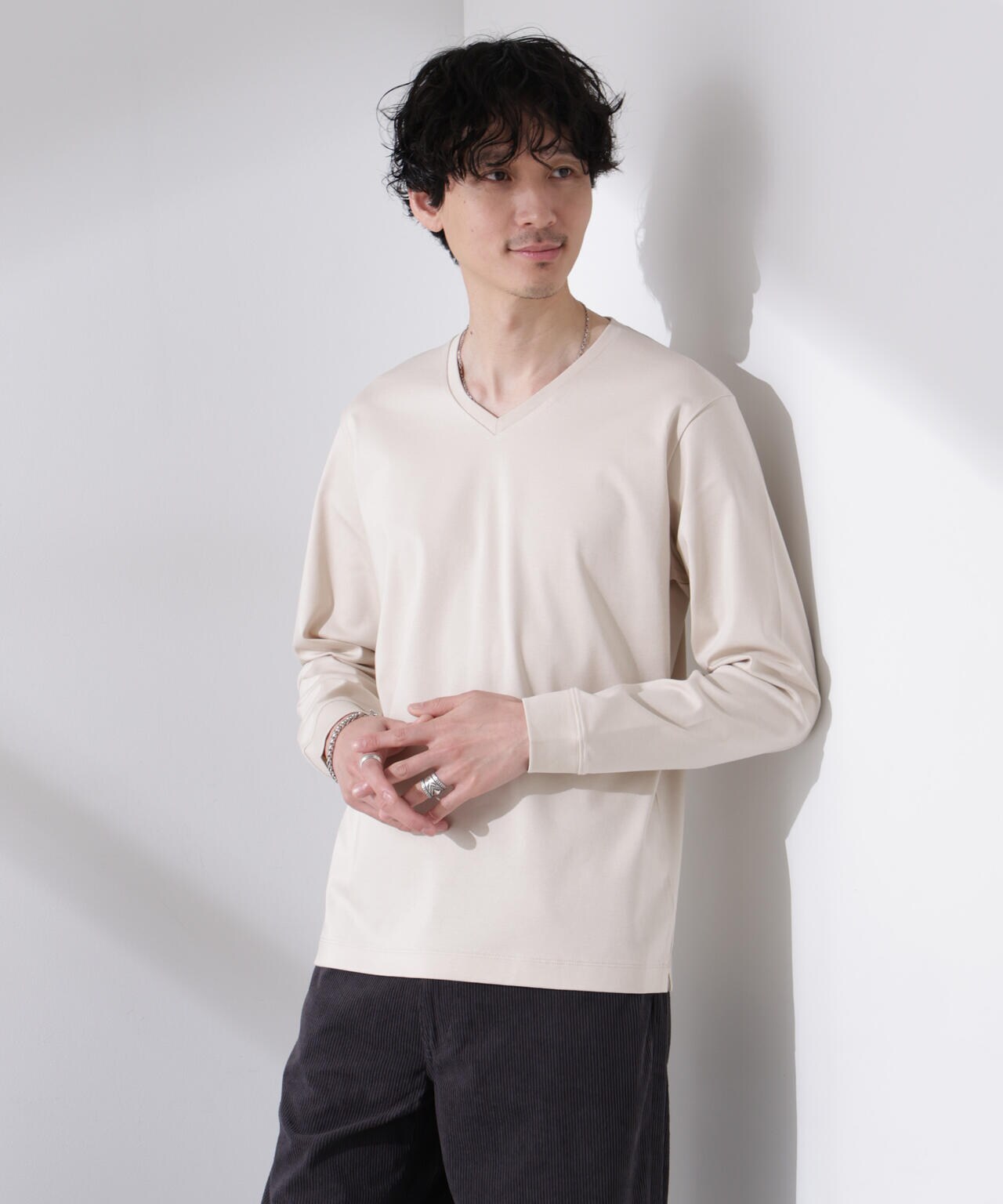 アンチスメル VネックTシャツ 長袖 6725123206