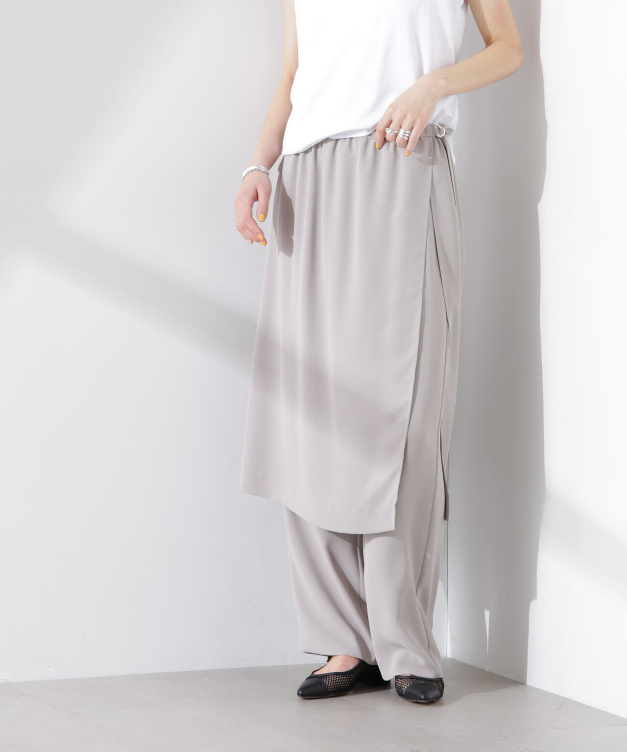 ラップスカート付きツイルパンツ 6695127320