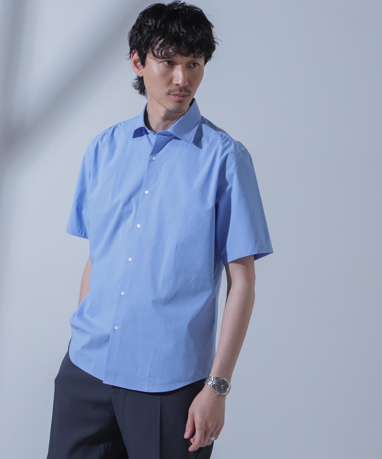 「N SHIRTS」AntiSoaked(R)汗染み防止セミワイドカラーシャツ半袖 6684121208