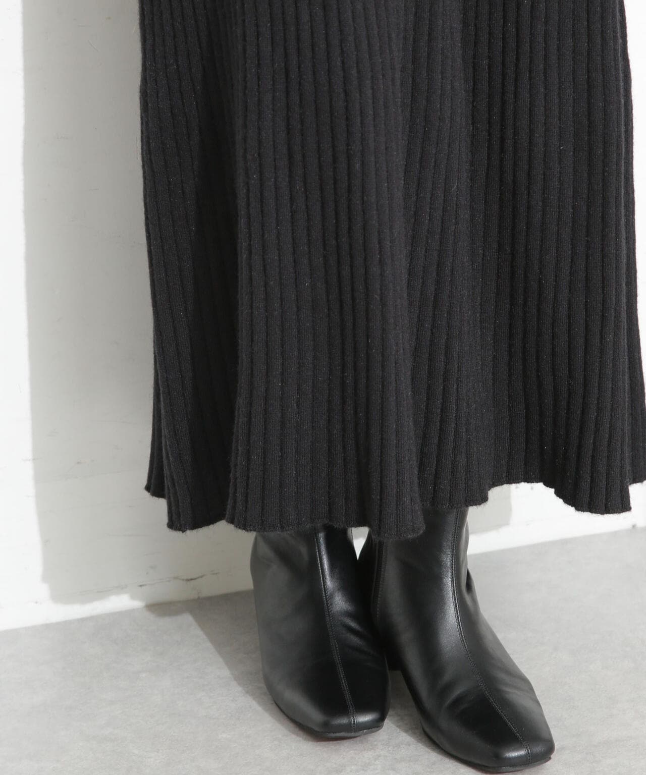 フェザーカーディガン＋リブワンピース 