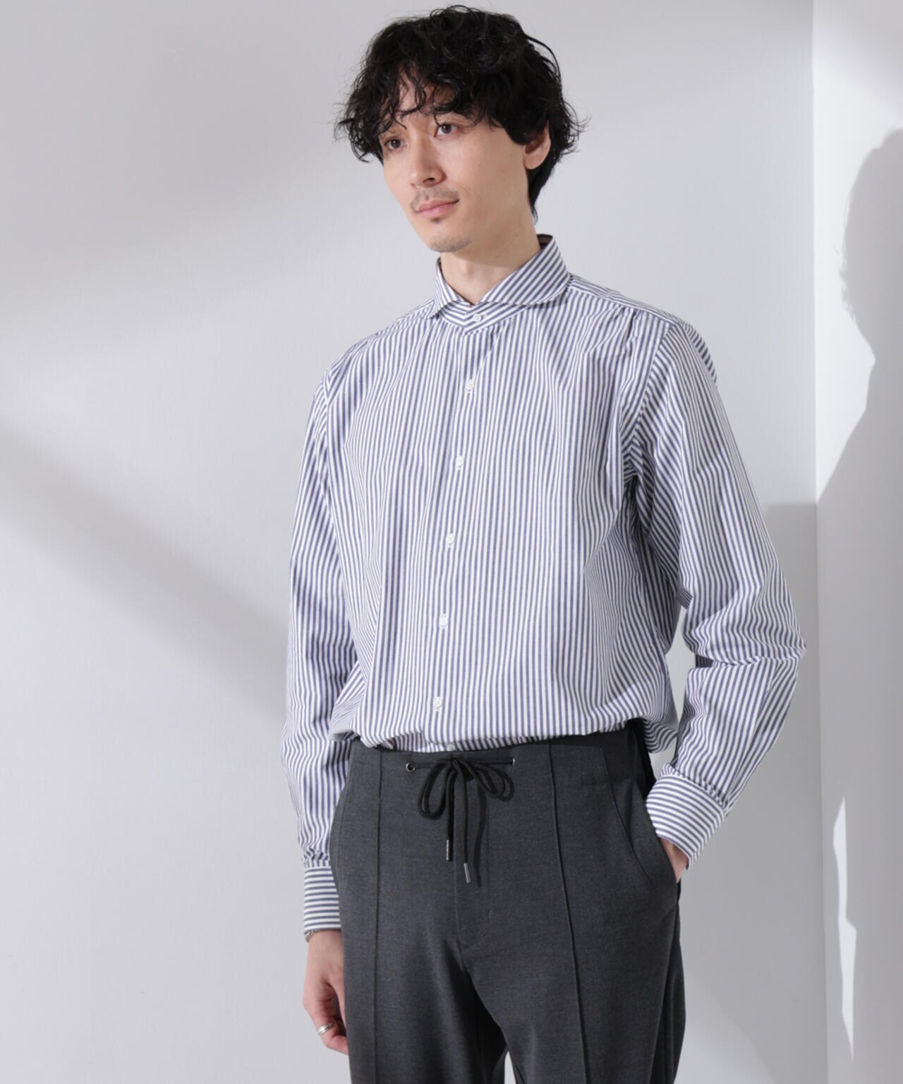 ｢N shirt｣Anti Soaked(R) 汗染み防止ホリゾンタルカラーシャツ長袖 6685120202