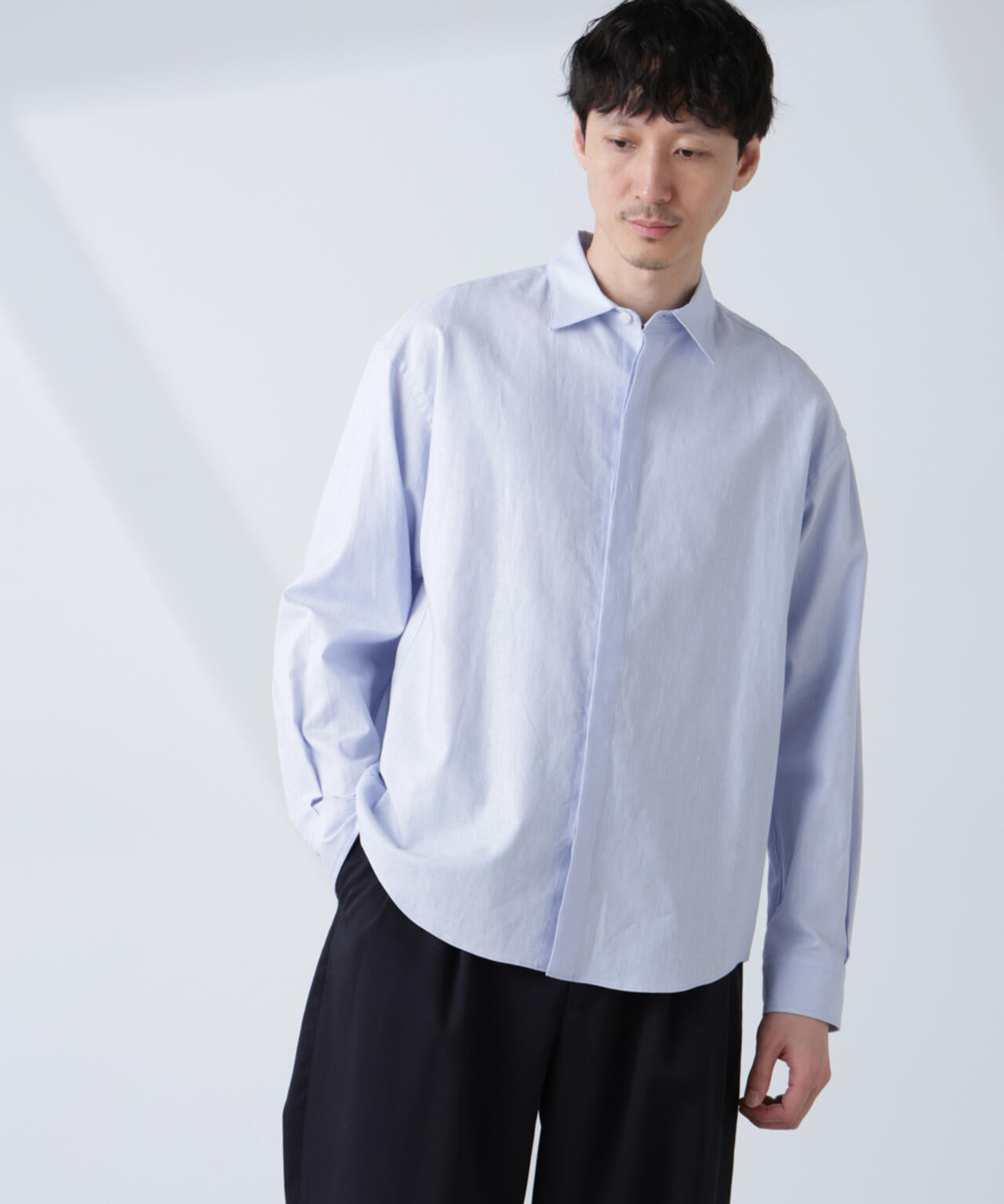 「BELGIUM LINEN FABRICS」リネンコットンレギュラーシャツ 6685120218