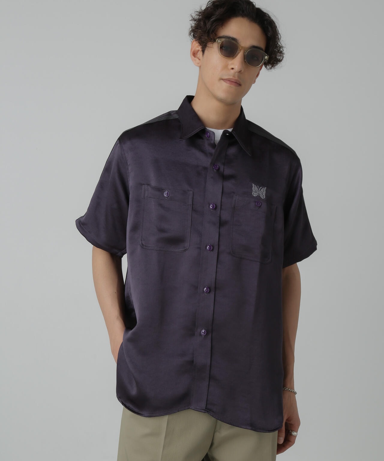Needles/別注 S/S Work Shirt Poly Sateen 6704121011