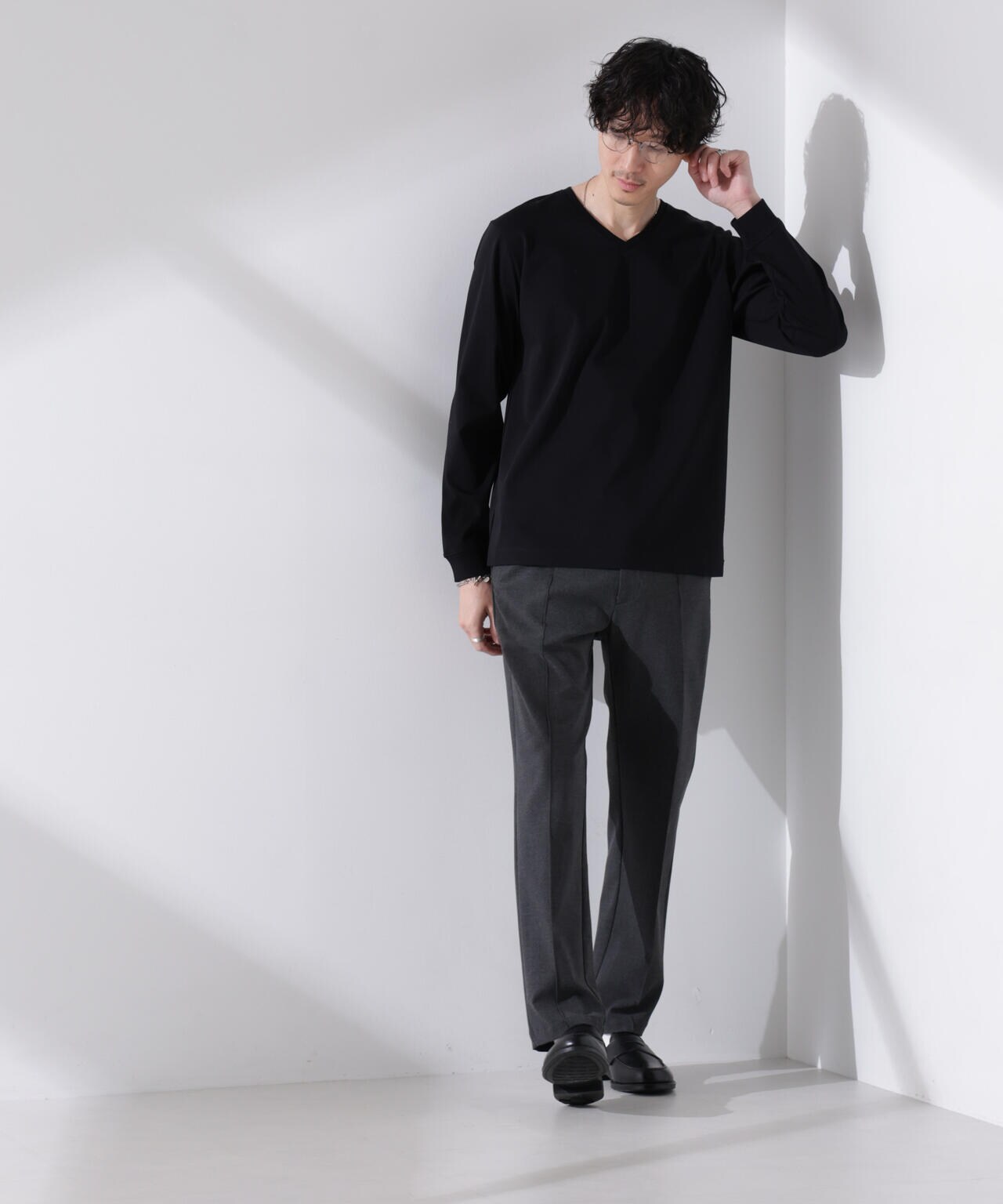 アンチスメル VネックTシャツ 長袖 6725123206
