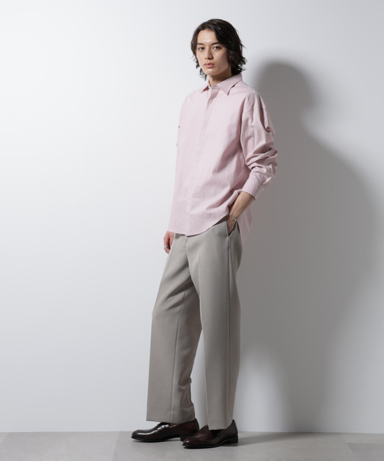 「BELGIUM LINEN FABRICS」リネンコットンレギュラーシャツ 6685120218