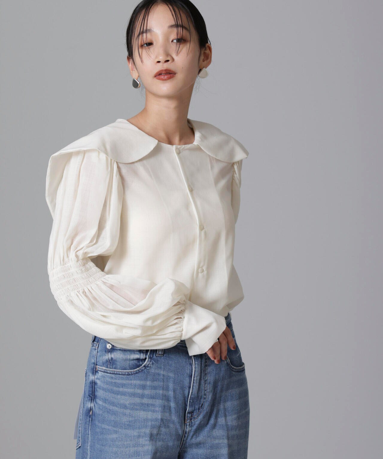 RhodolirioN/Two-way Cape Collar Blouse 6714220018