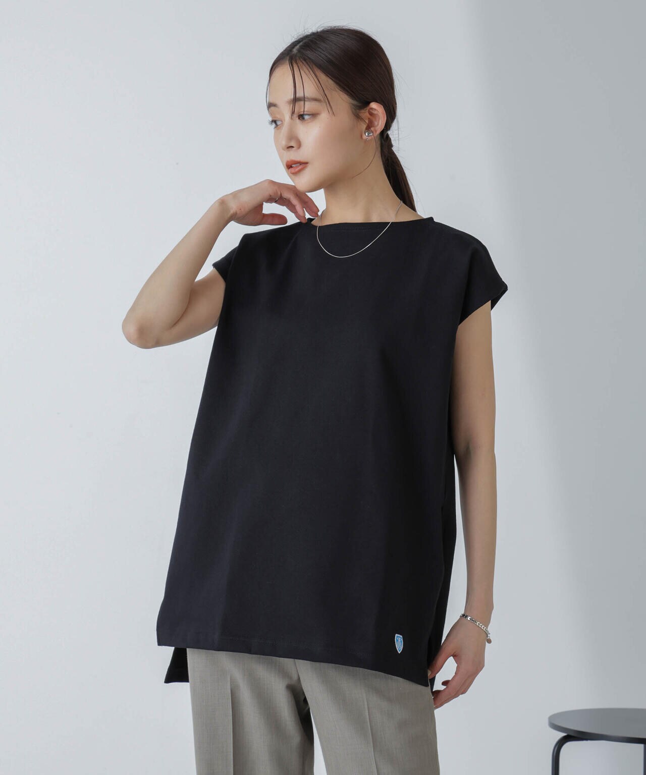 ORCIVAL/ロングスリット スリーブレス ボートネック PO 6714124035