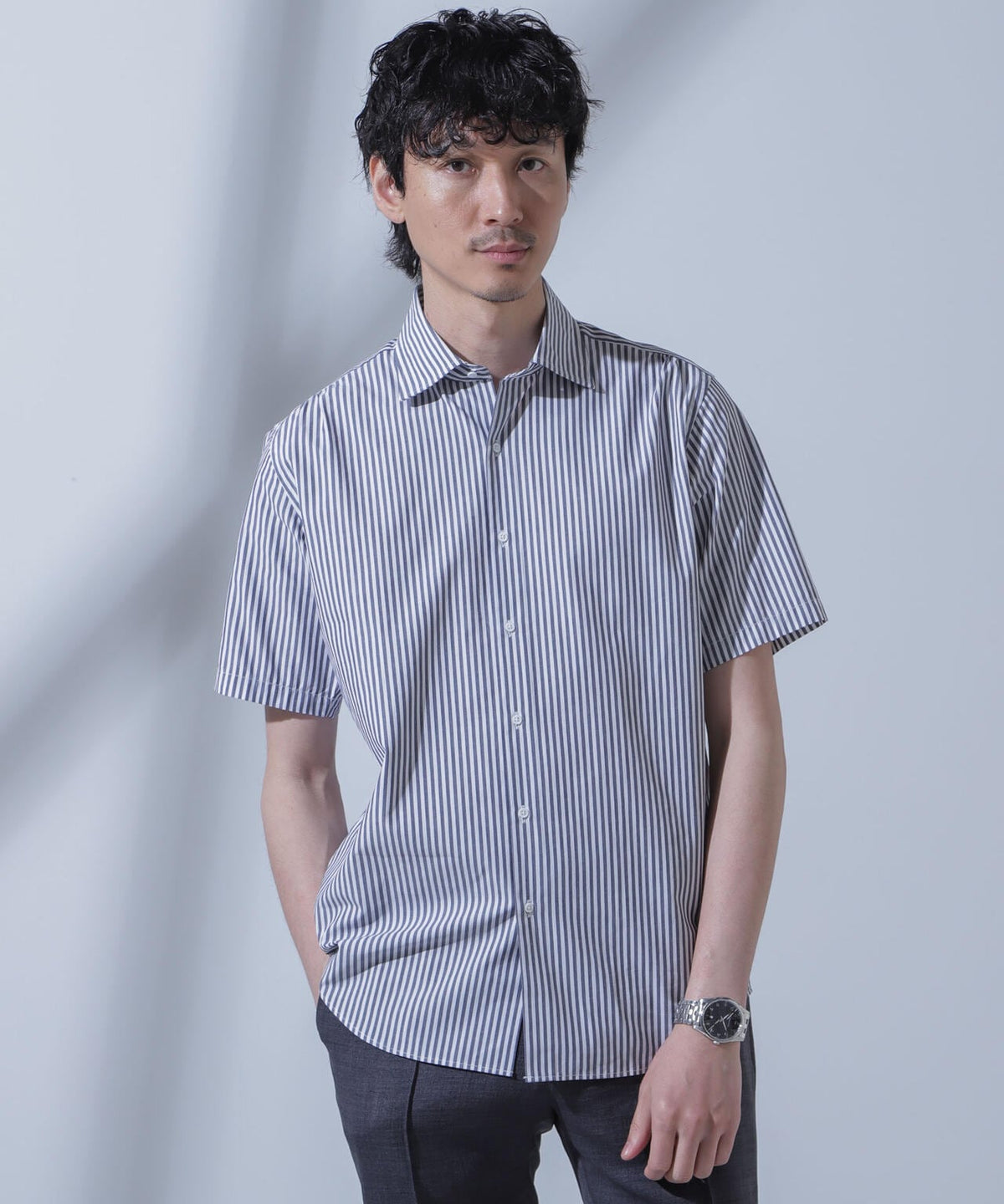 「N SHIRTS」AntiSoaked(R)汗染み防止ホリゾンタルカラーシャツ半袖