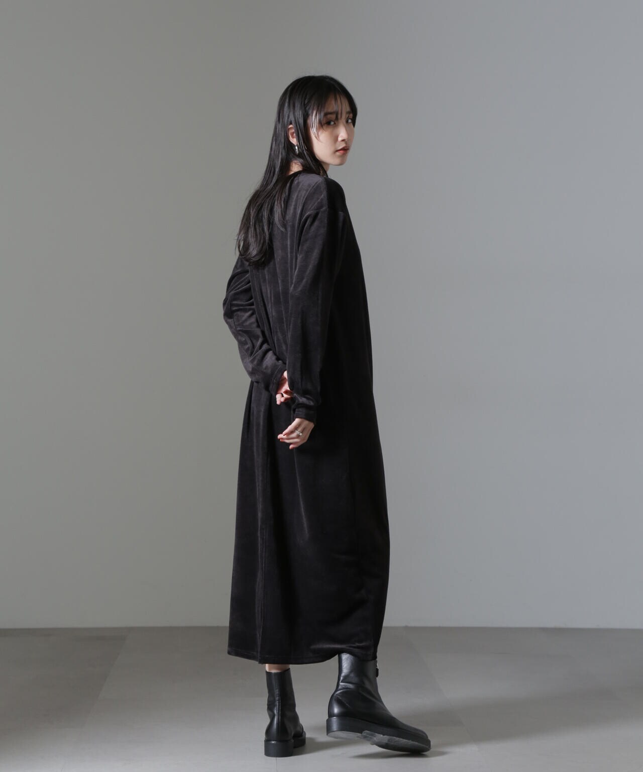 ベロア カット マキシワンピース
