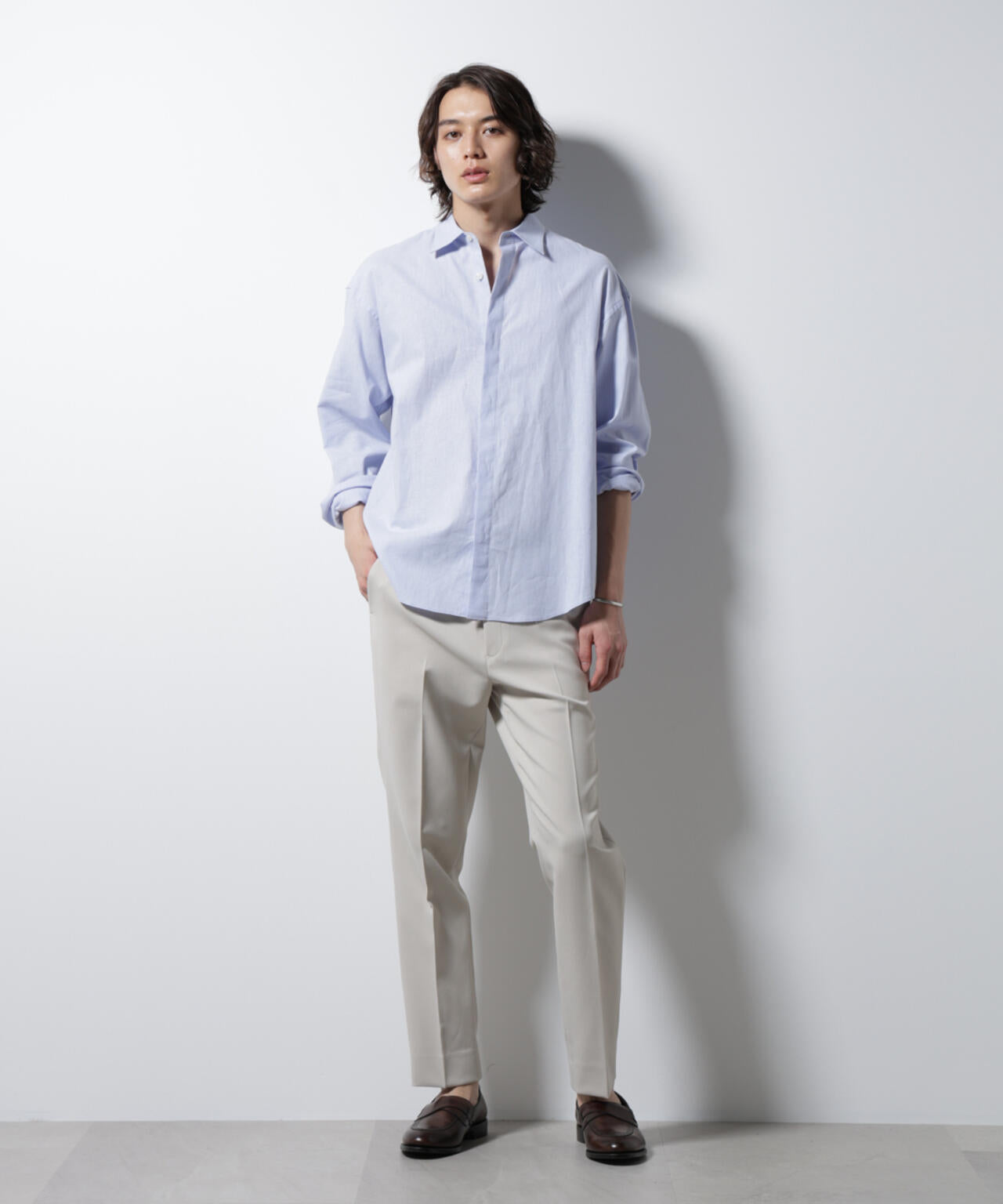 「BELGIUM LINEN FABRICS」リネンコットンレギュラーシャツ 6685120218