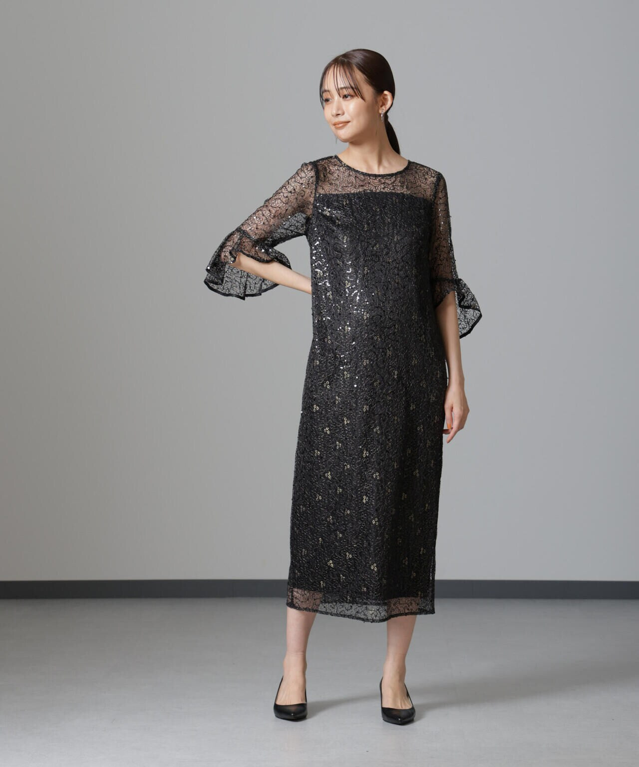 troisiemechaco/SPANGLE LACE ワンピース 6714219027