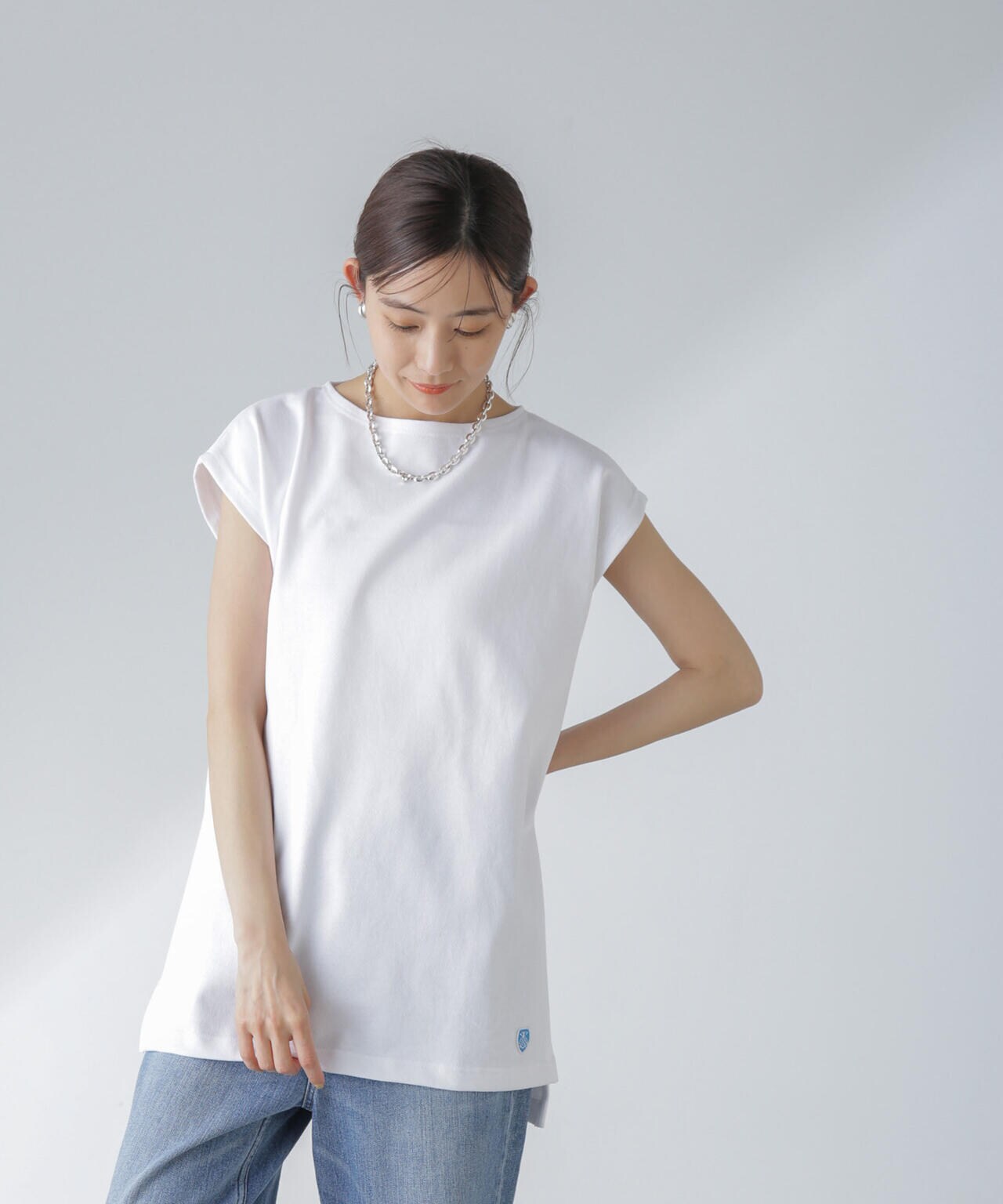 ORCIVAL/ロングスリット スリーブレス ボートネック PO 6714124035