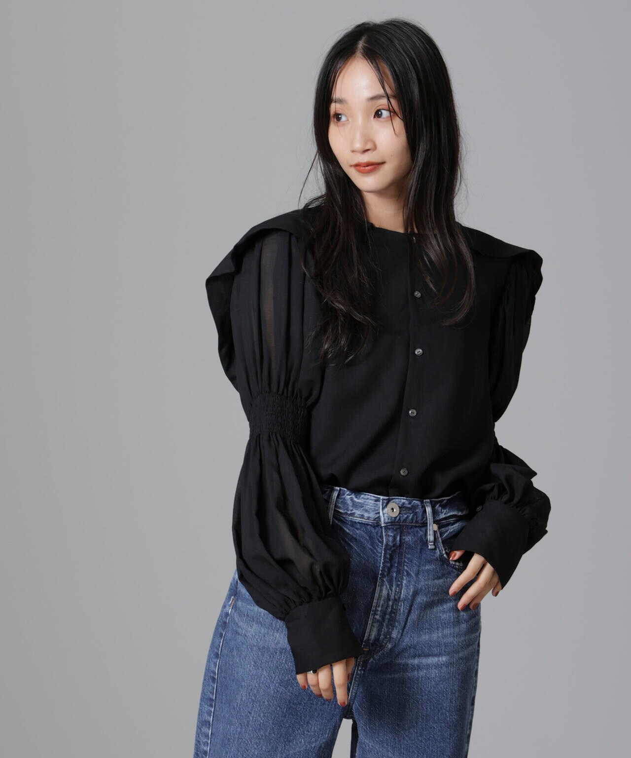 RhodolirioN/Two-way Cape Collar Blouse 6714220018