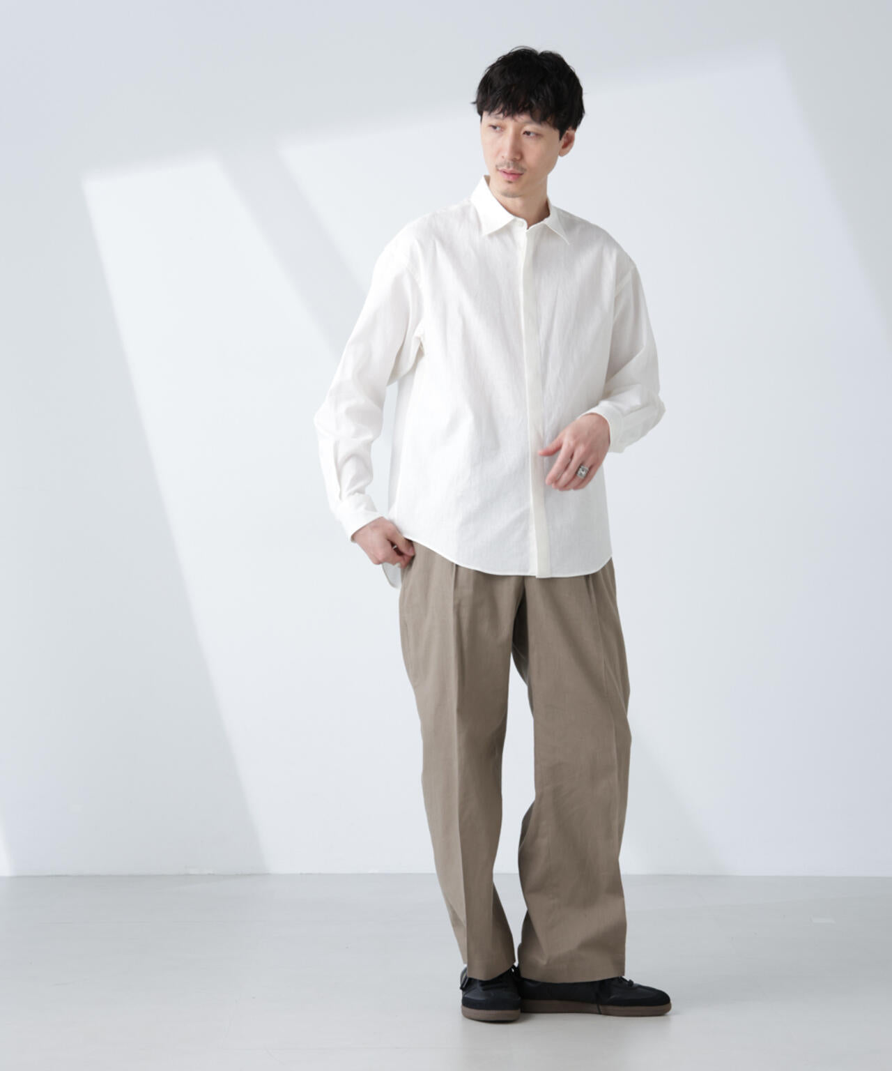 「BELGIUM LINEN FABRICS」リネンコットンレギュラーシャツ 6685120218