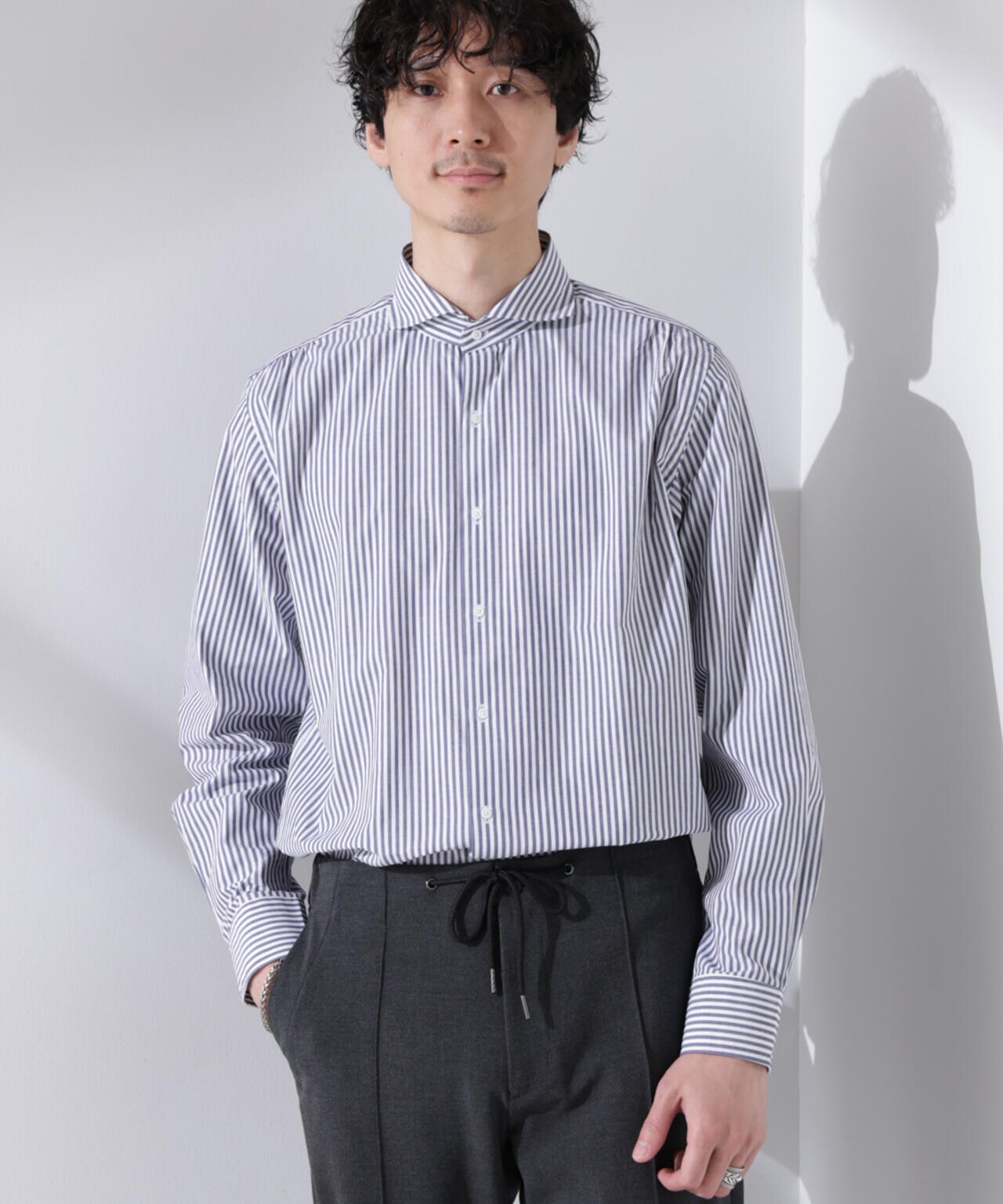 ｢N shirt｣Anti Soaked(R) 汗染み防止ホリゾンタルカラーシャツ長袖 6685120202