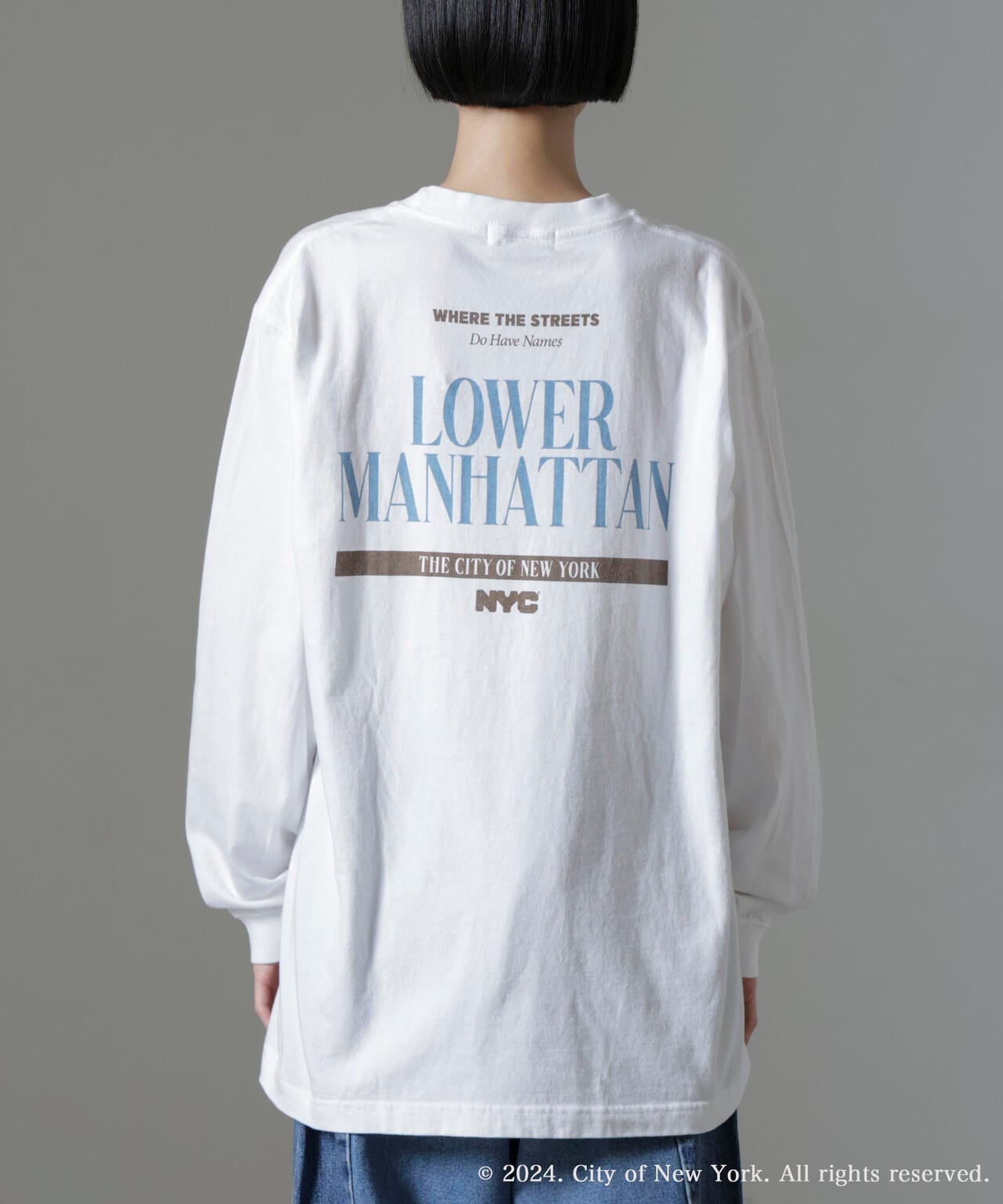 GOOD ROCK SPEED/NYC プリント ロングスリーブTシャツ ホワイト 6714223047