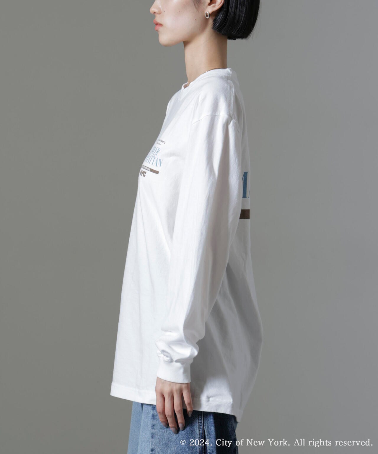 GOOD ROCK SPEED/NYC プリント ロングスリーブTシャツ ホワイト 6714223047