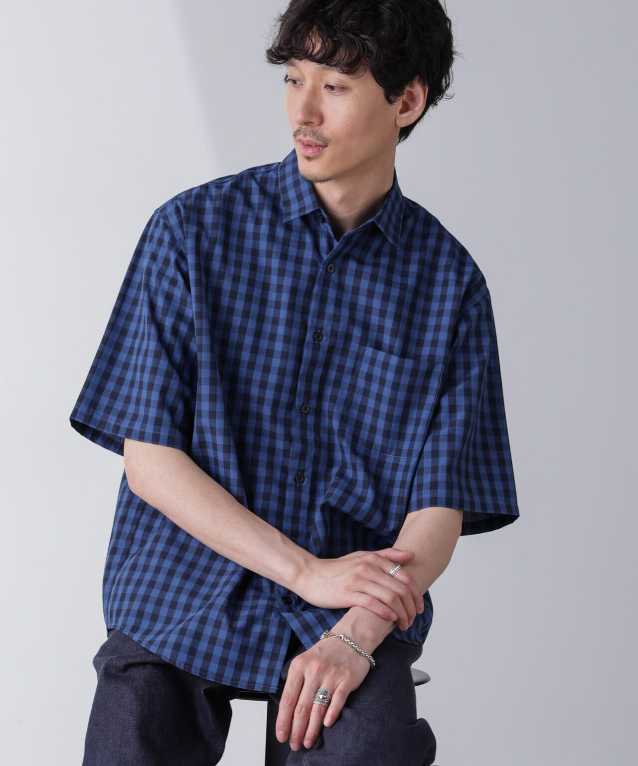 リラックス ギンガム シャツ 半袖