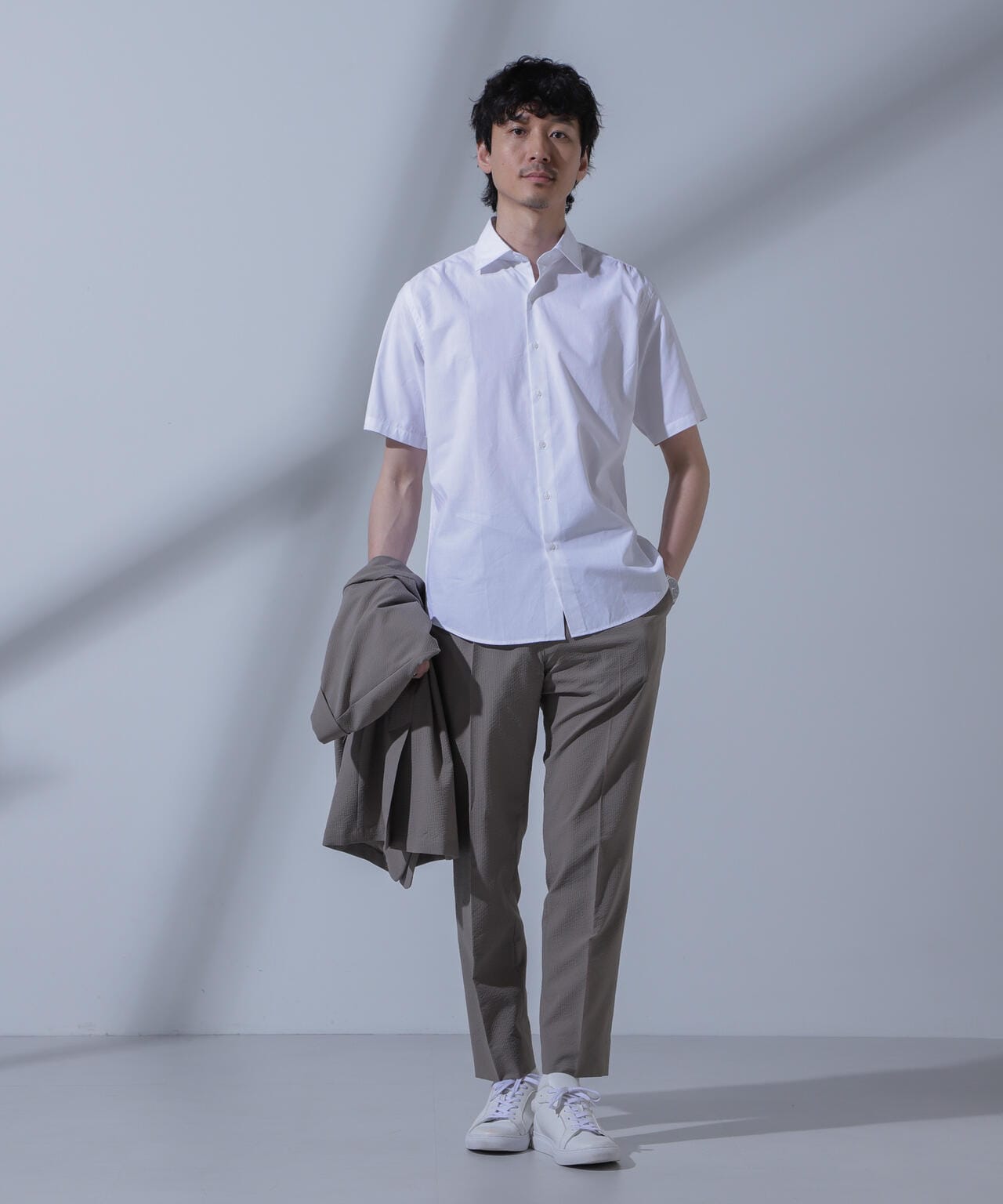 「N SHIRTS」AntiSoaked(R)汗染み防止セミワイドカラーシャツ半袖 6684121208