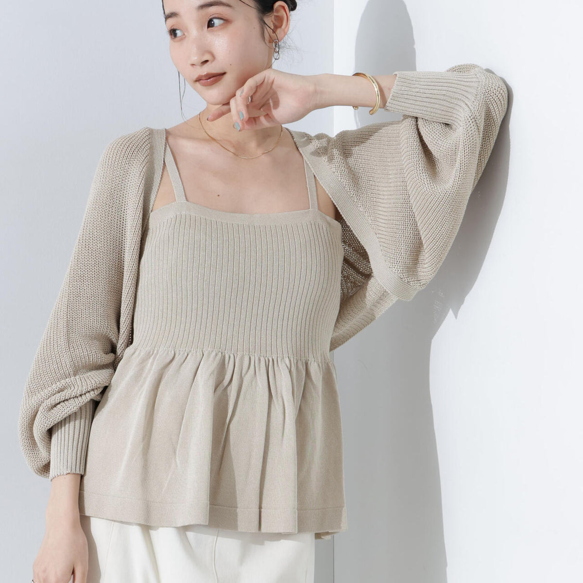 ペプラム キャミソール ＋ ボレロ セット 