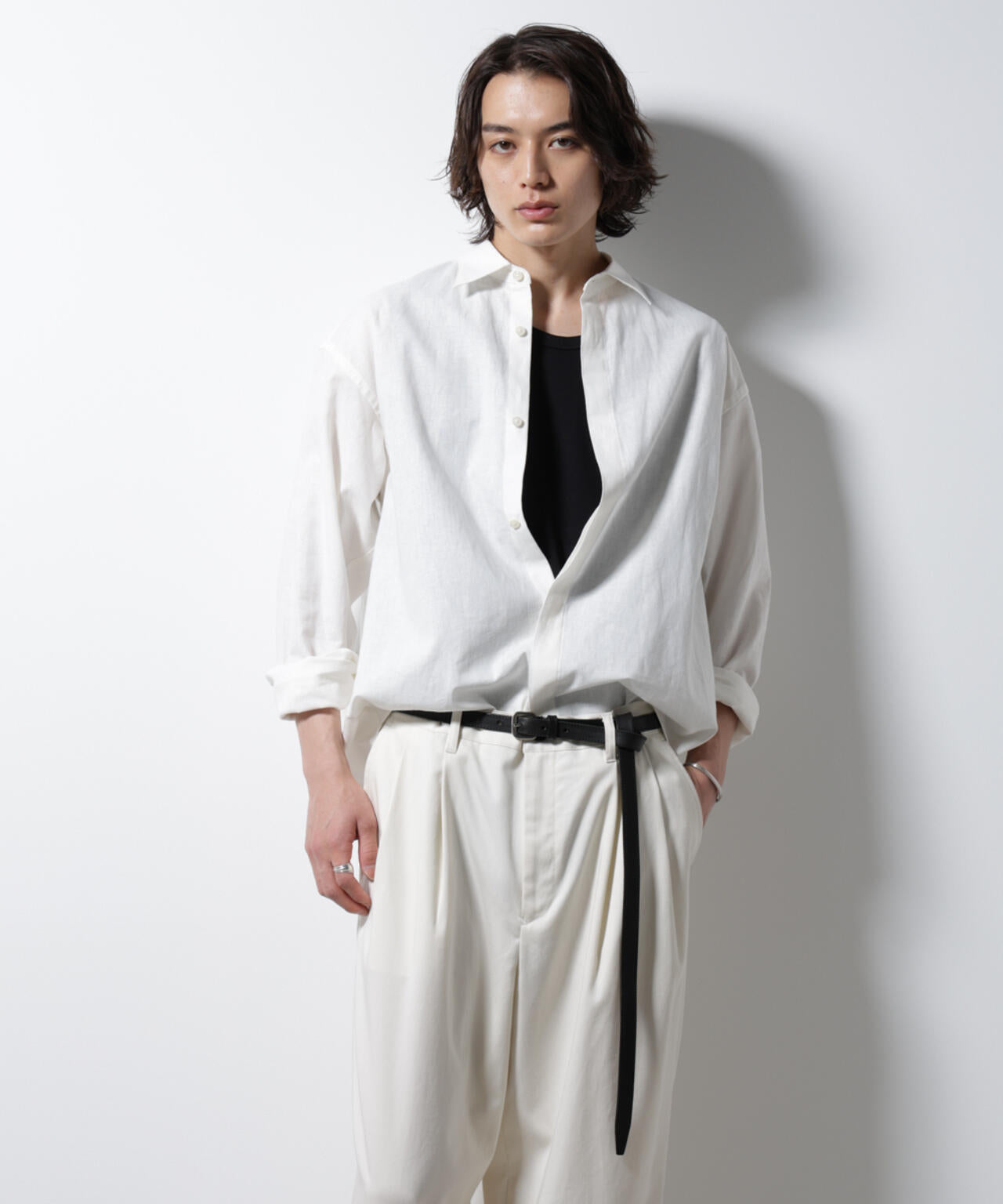 「BELGIUM LINEN FABRICS」リネンコットンレギュラーシャツ 6685120218