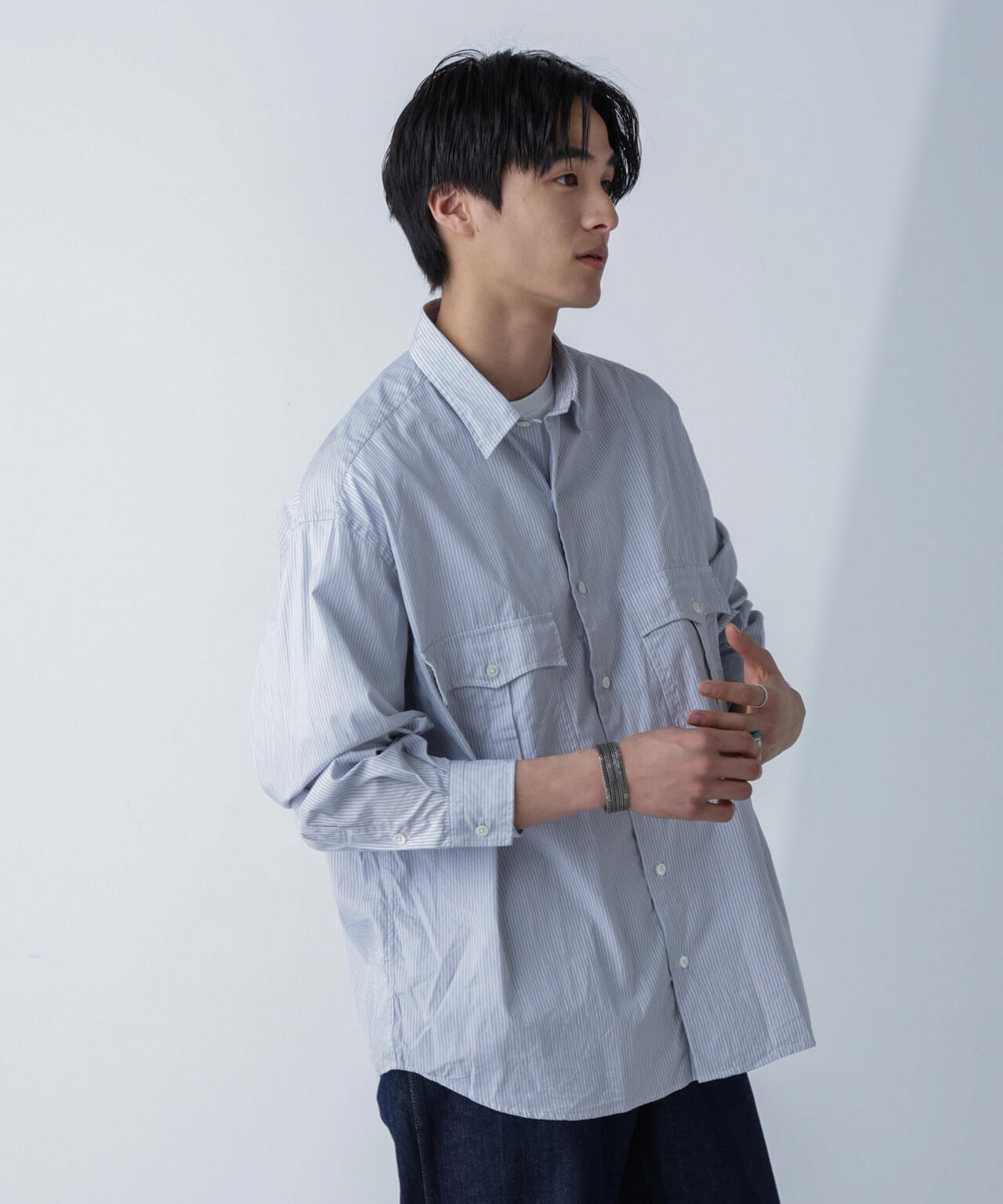 PORTER CLASSIC/ROLL UP STRIPE SHIRT