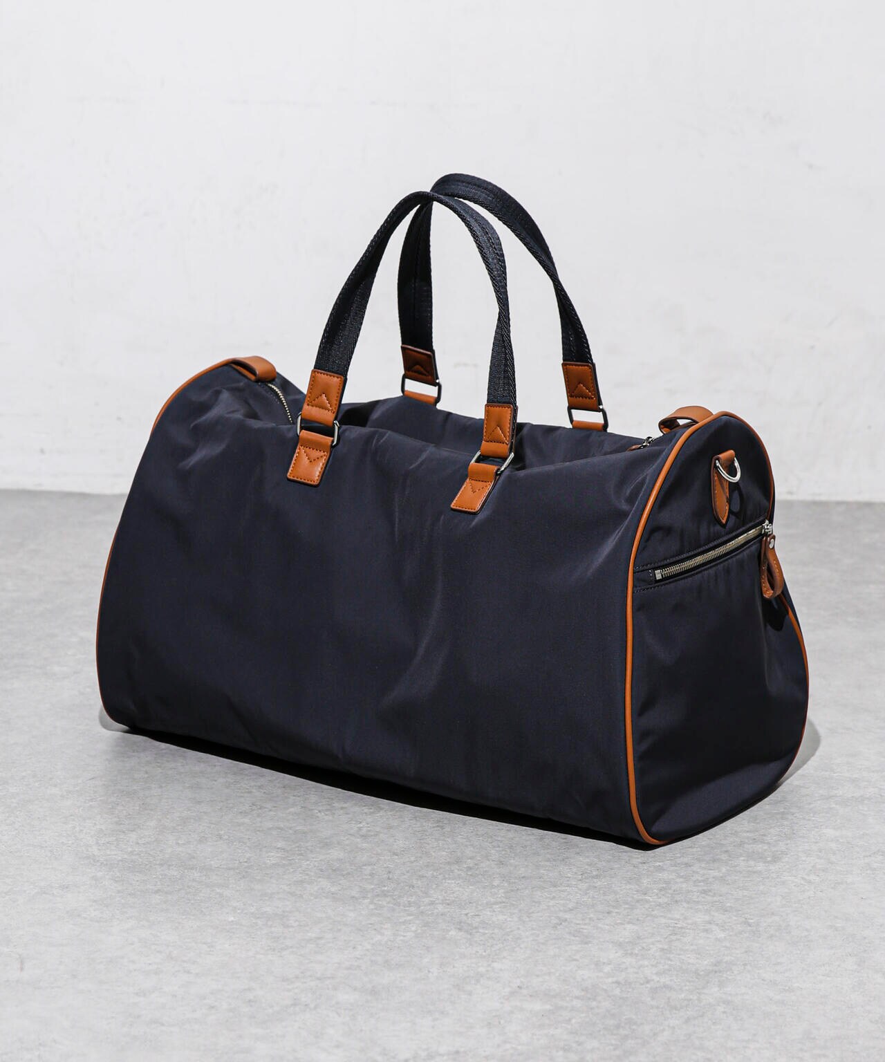 ネイビー キャンバス レザー ドラムバッグ ネイビー キャンバス レザー ドラムバッグ