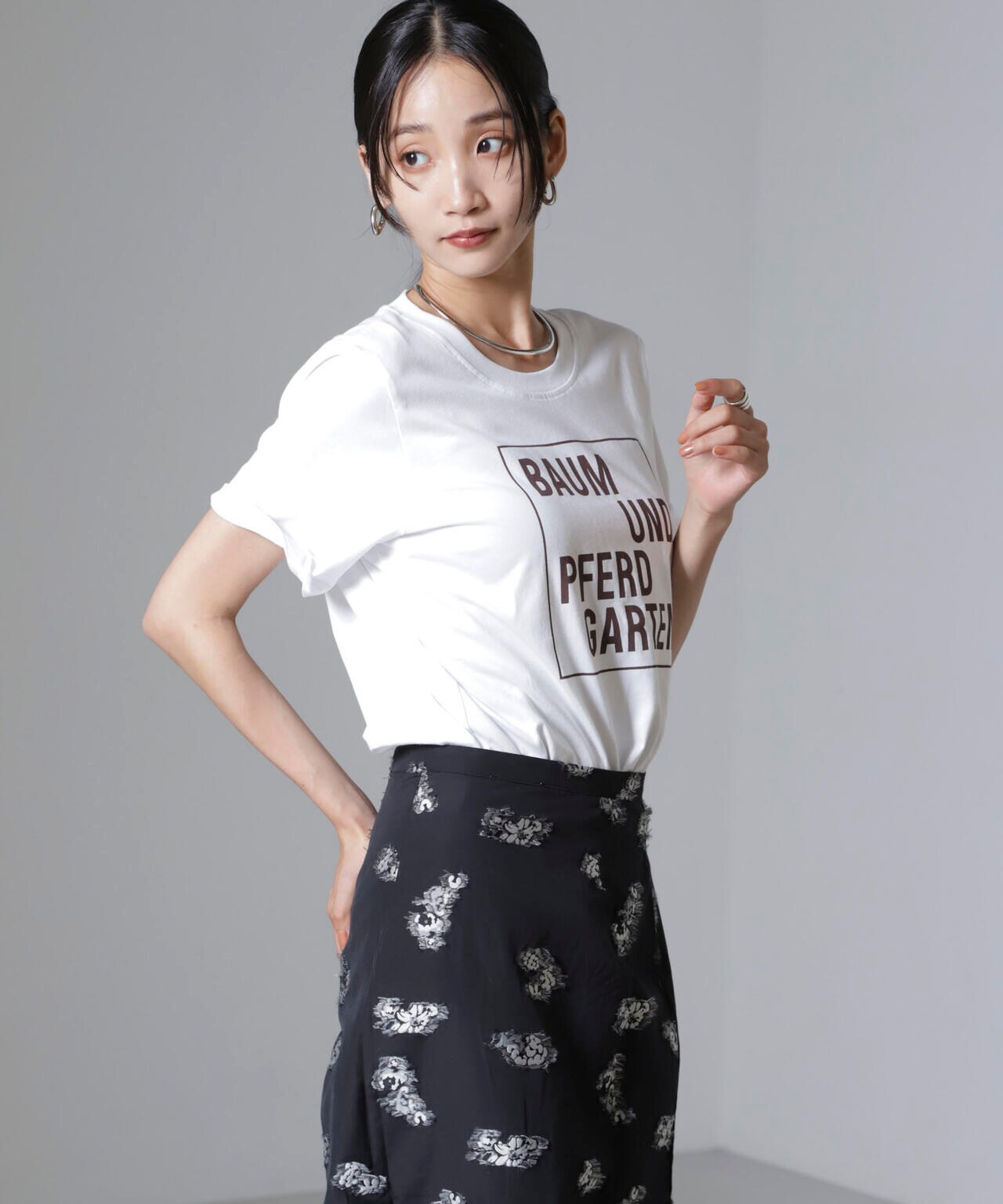 Baum und Pferdgarten/Cotton Jerse Tシャツ 6714224001