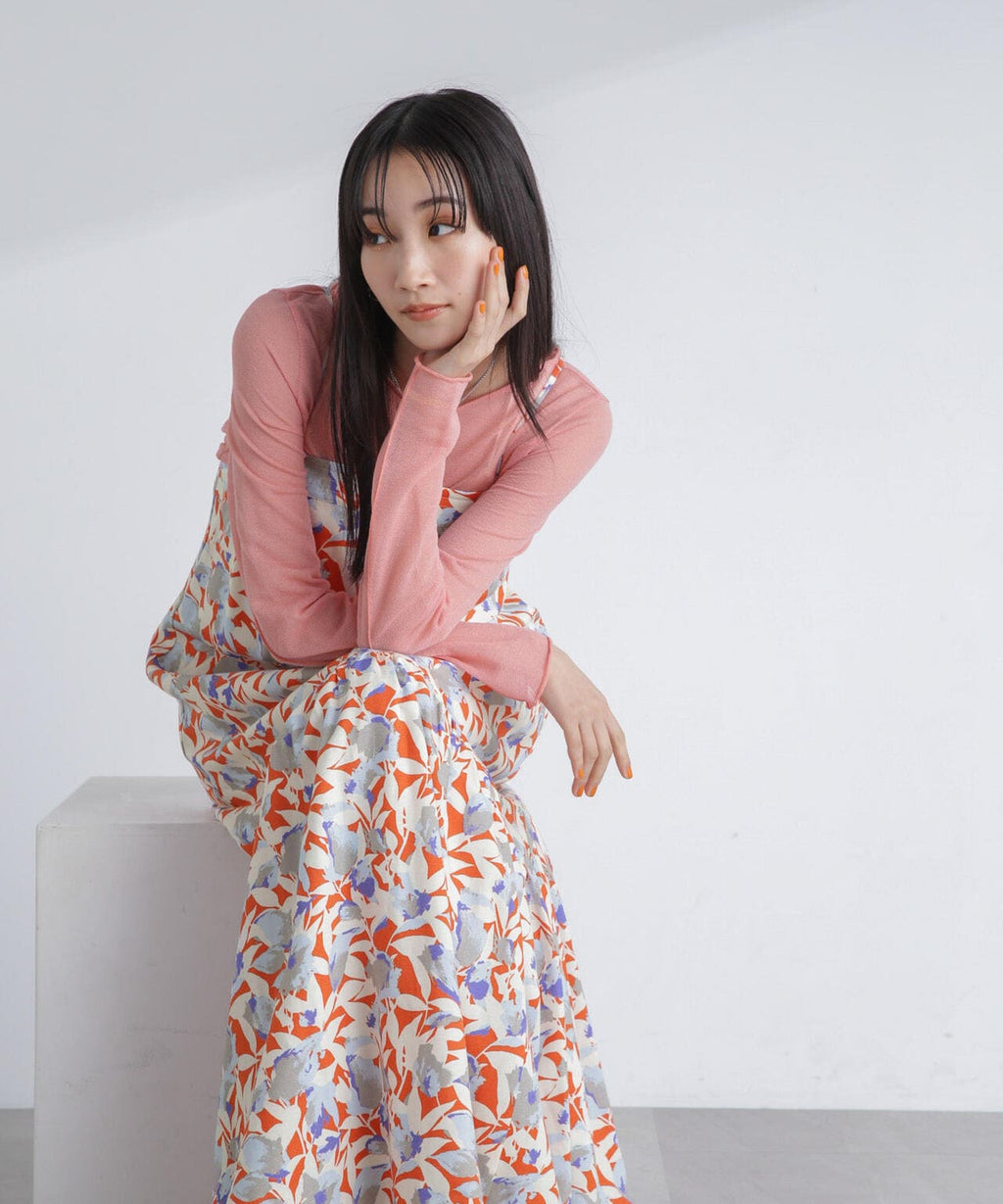 ボタニカル プリント キャミ ワンピース 