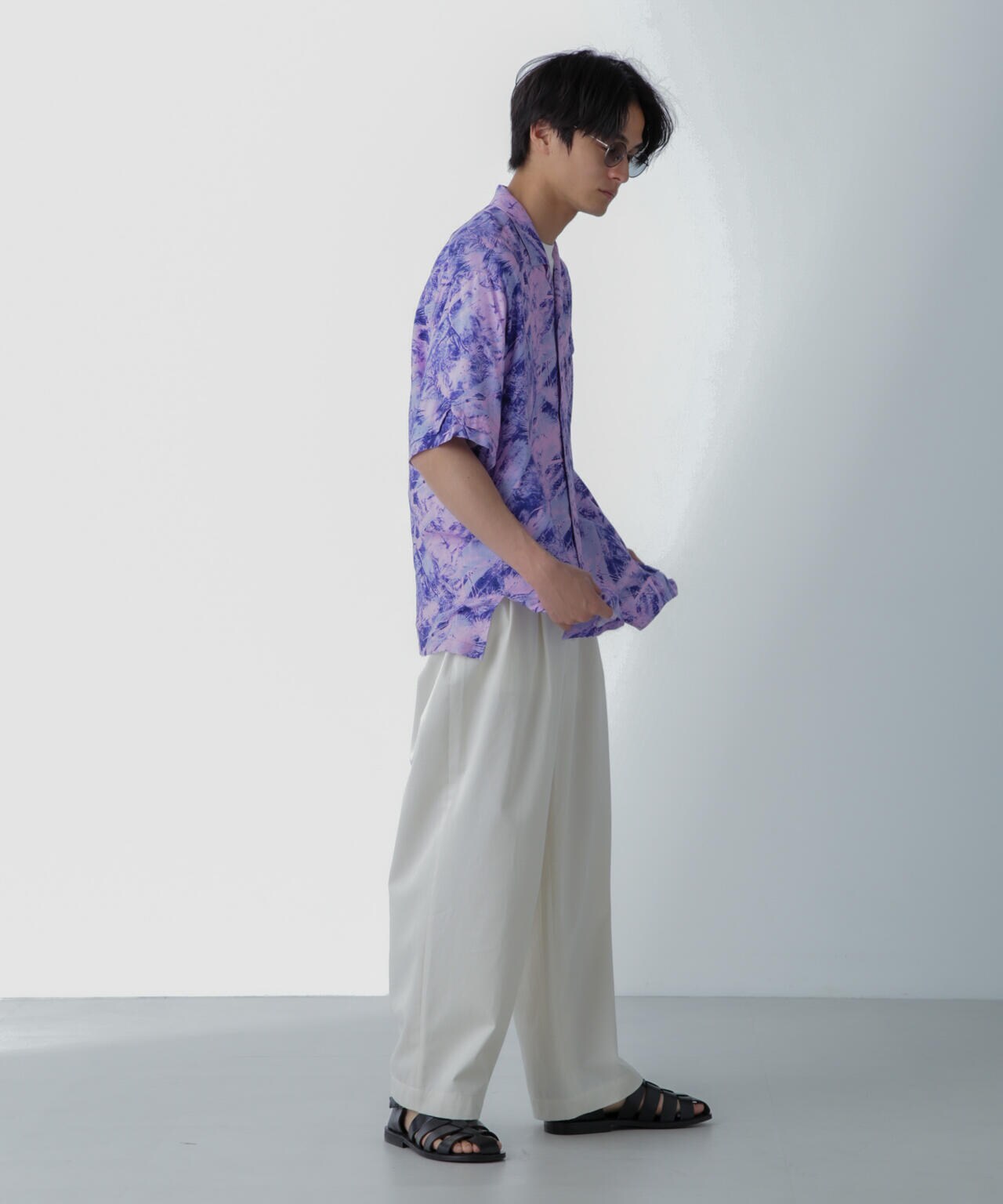 White Mountaineering/JUNGLE PATTERN OPEN COLLAR S/S 6704121016