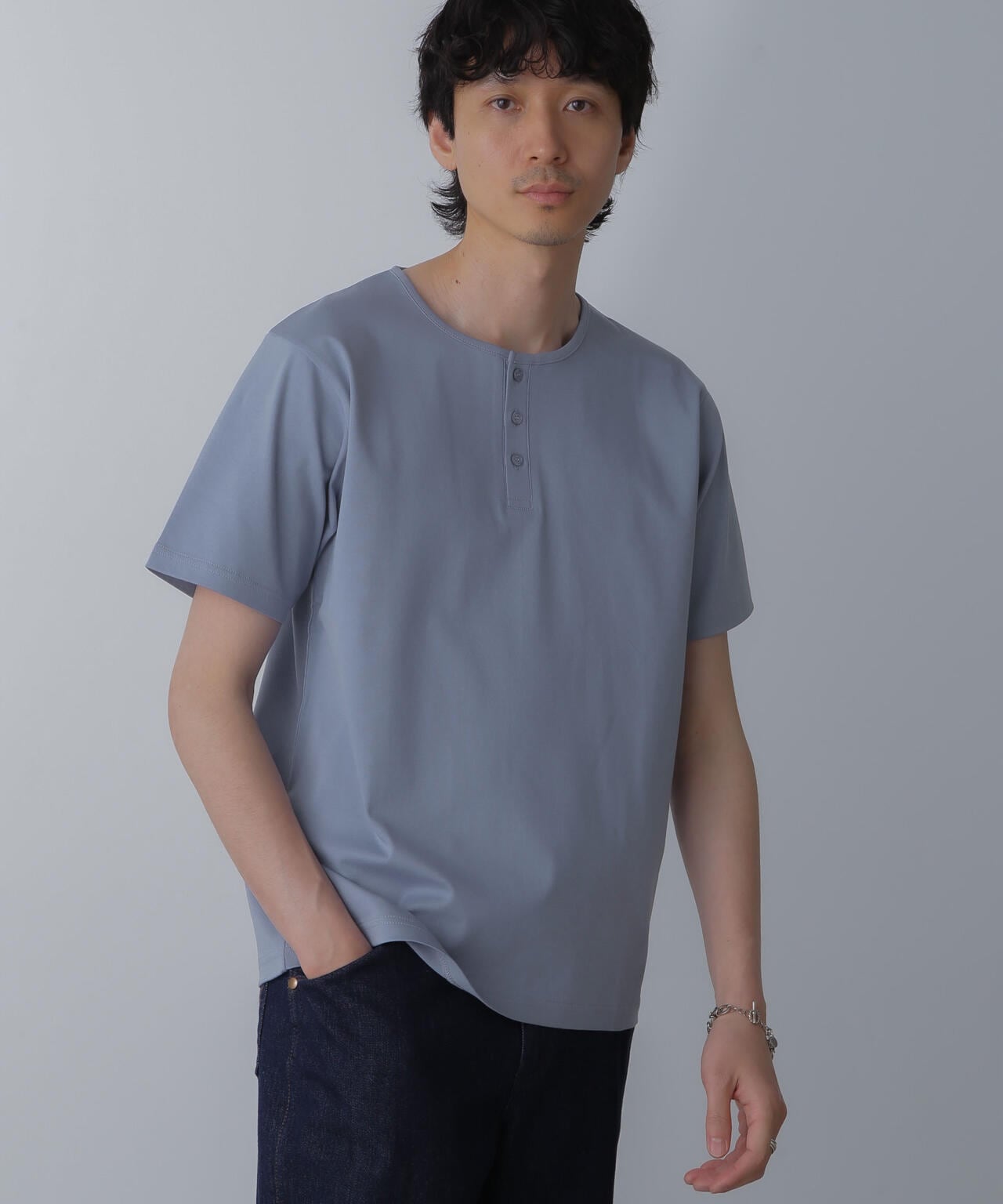 WEB限定/アンチスメル ヘンリーネックTシャツ 半袖 6724124227