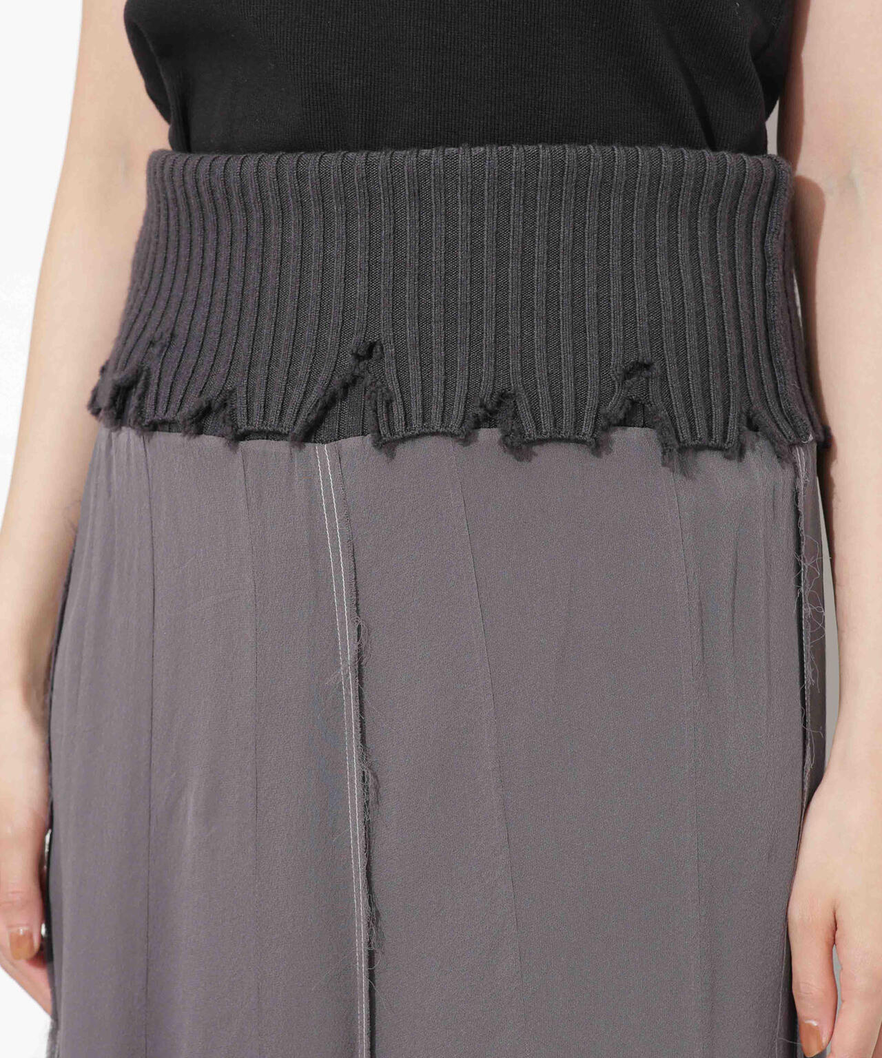 CURRENTAGE/NINA シルクシフォン ウールコンビスカート