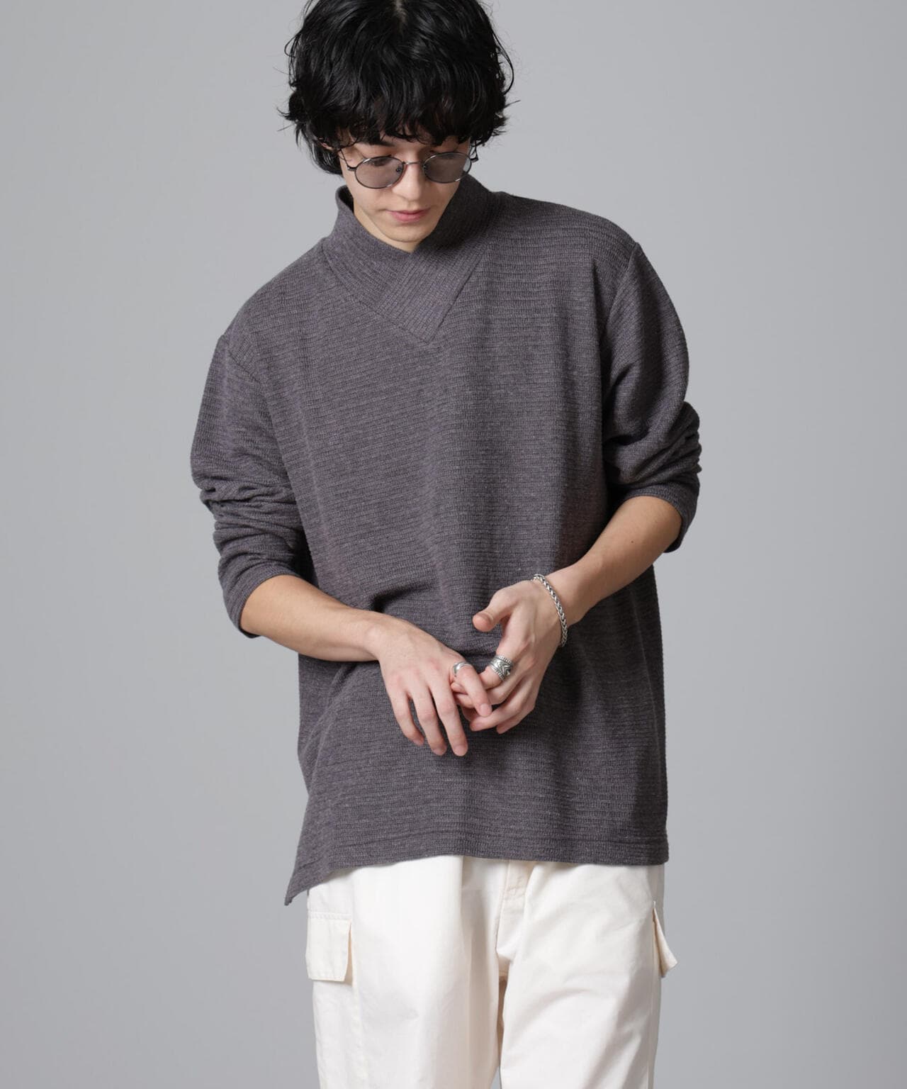 WEB限定 / デザイン ネック サーマル プルオーバー 長袖 