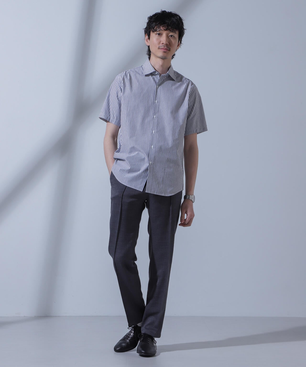 「N SHIRTS」AntiSoaked(R)汗染み防止セミワイドカラーシャツ半袖 6684121208